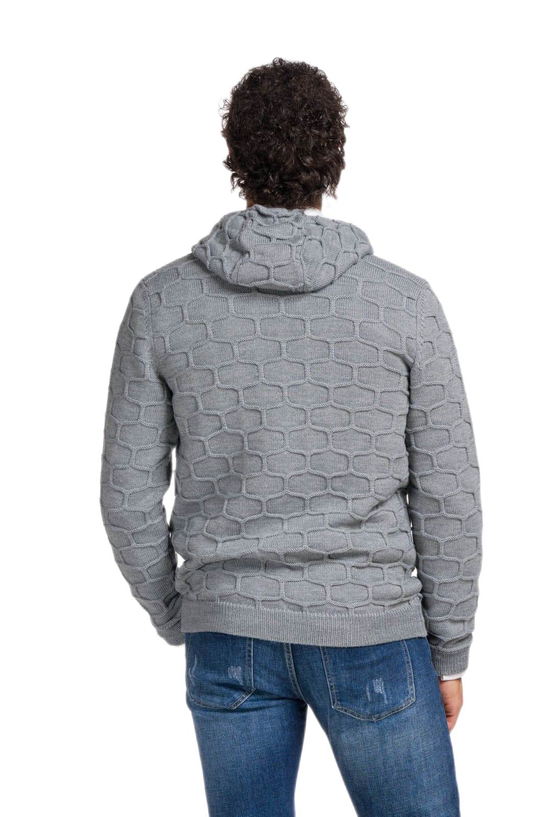 retro cardigan uomo con cappuccio grigio