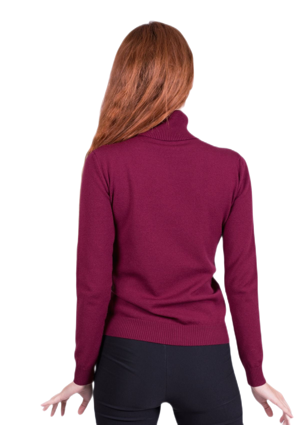 retro Dolcevita donna in lana elasticizzata bordeaux