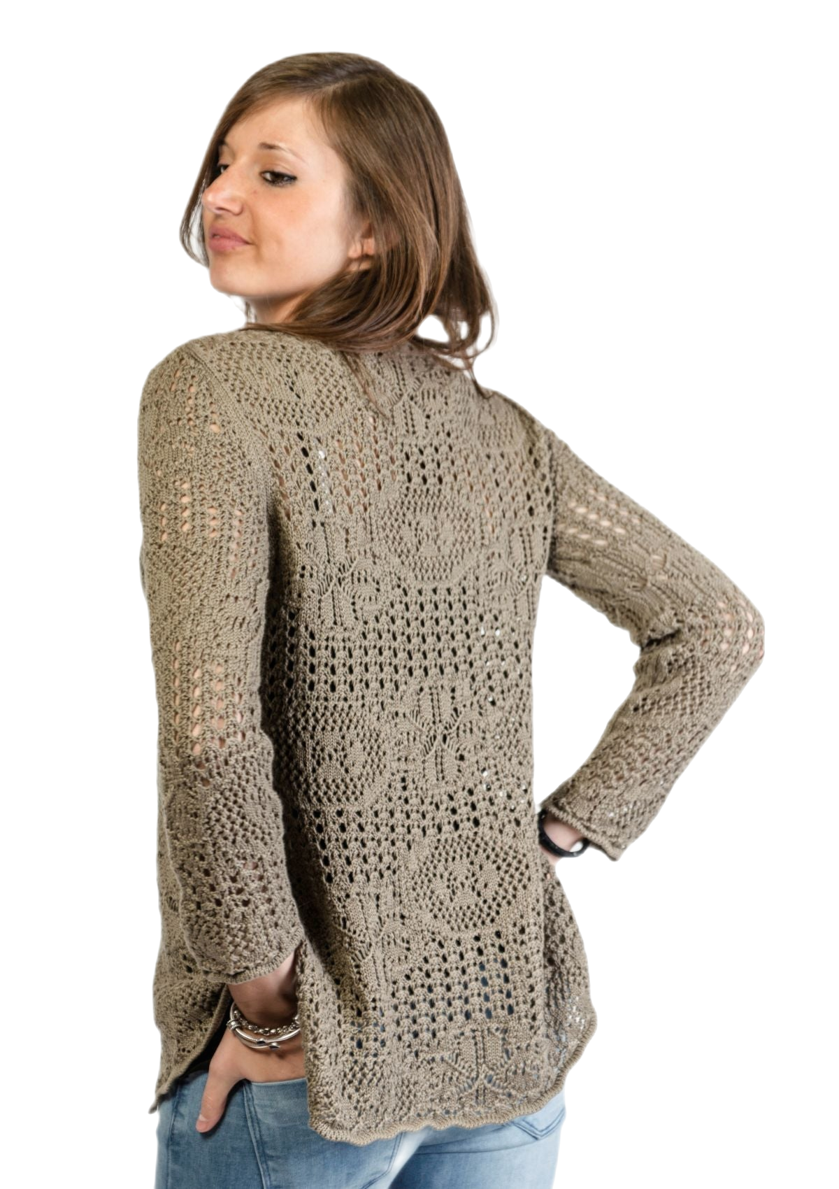 retro giacca in pizzo donna marrone