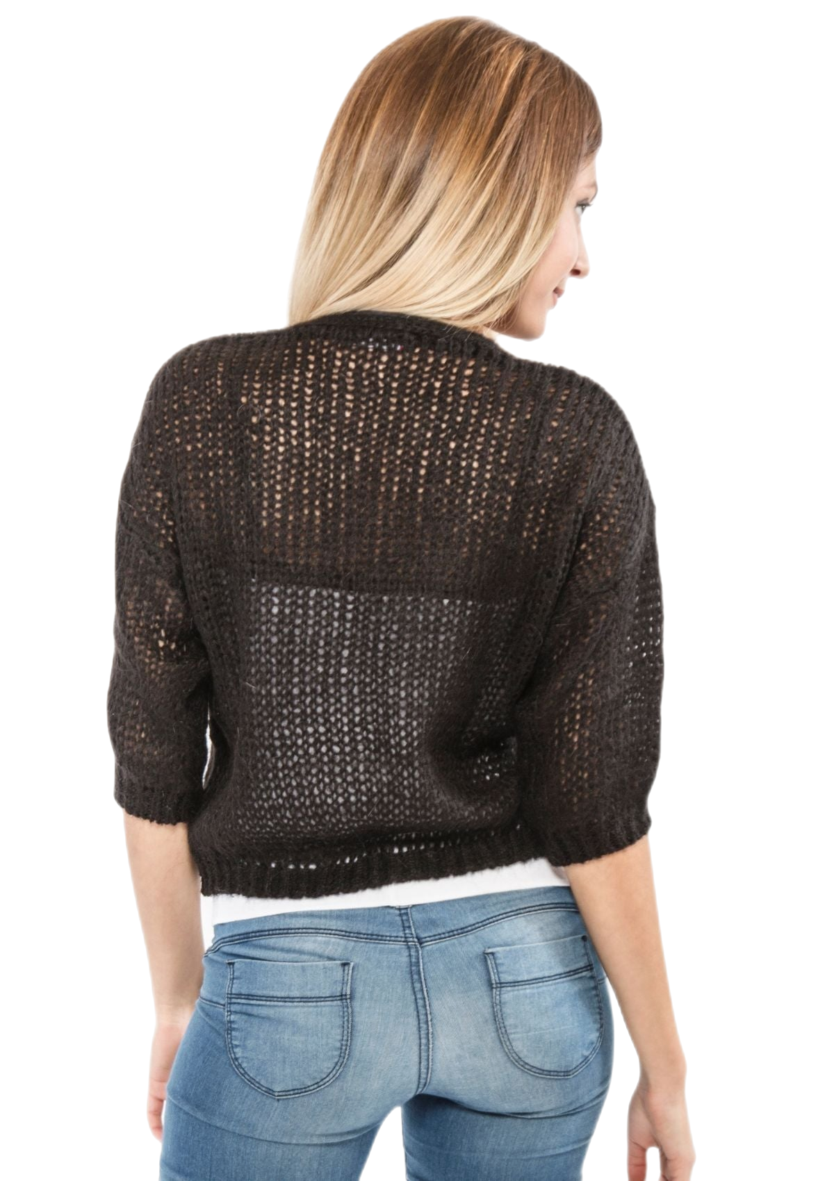 retro giacchina donna nera in lana mohair