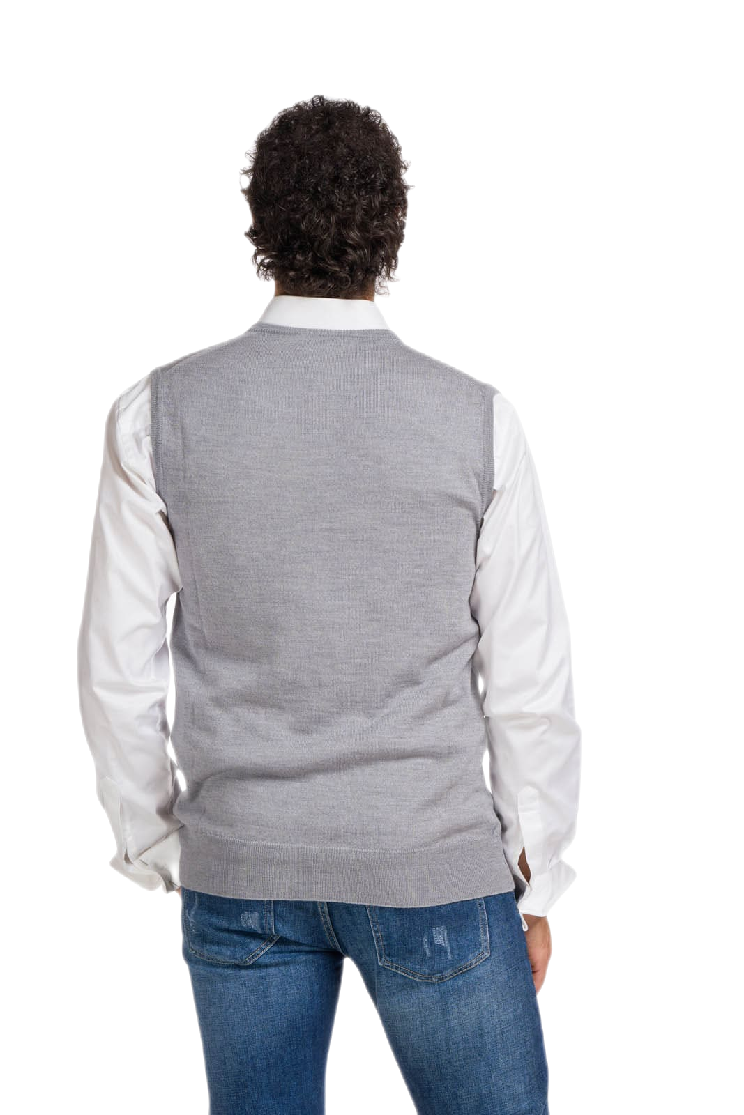 retro gilet uomo casual grigio