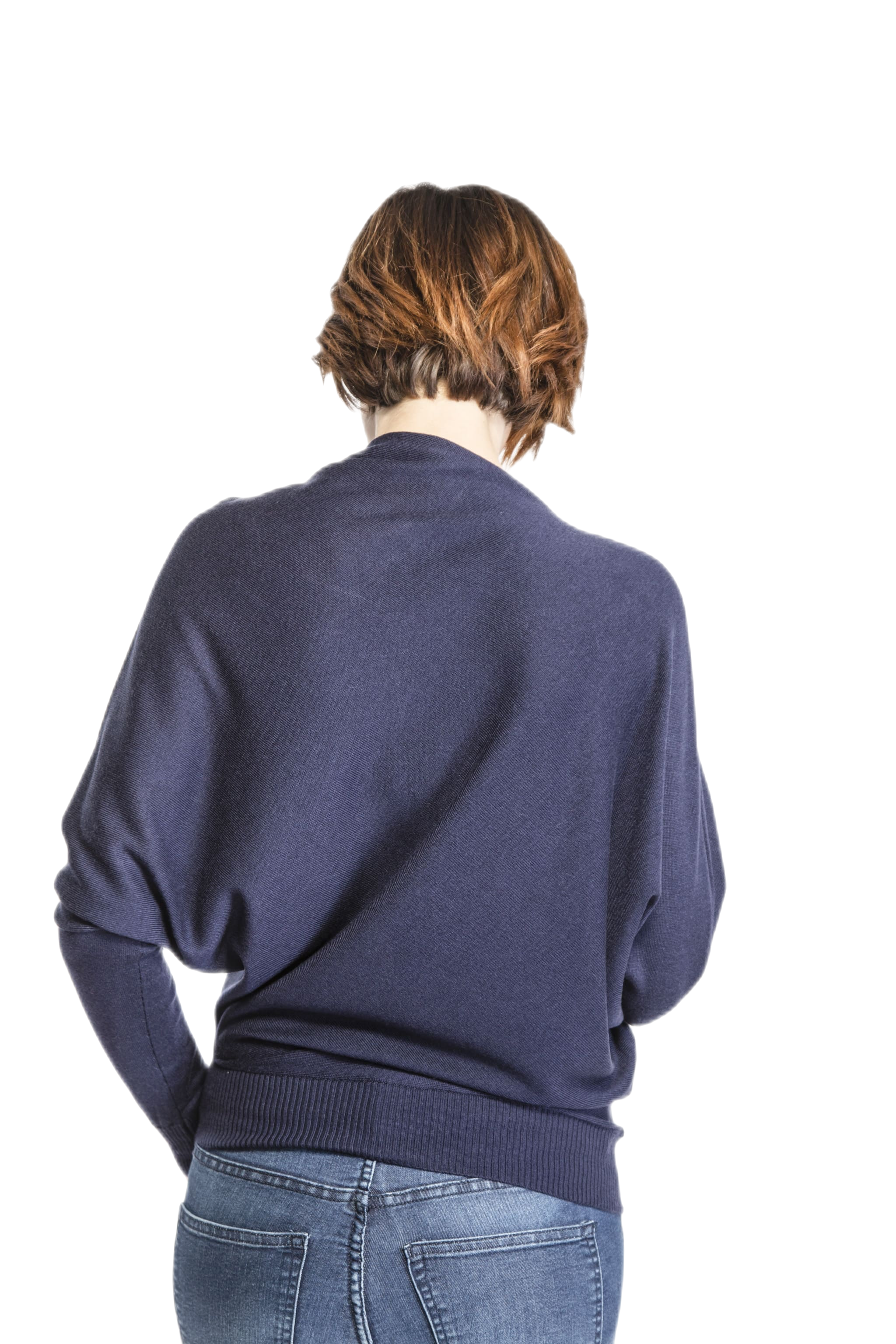 retro Maglia donna in lanital a pipistrello colore blu