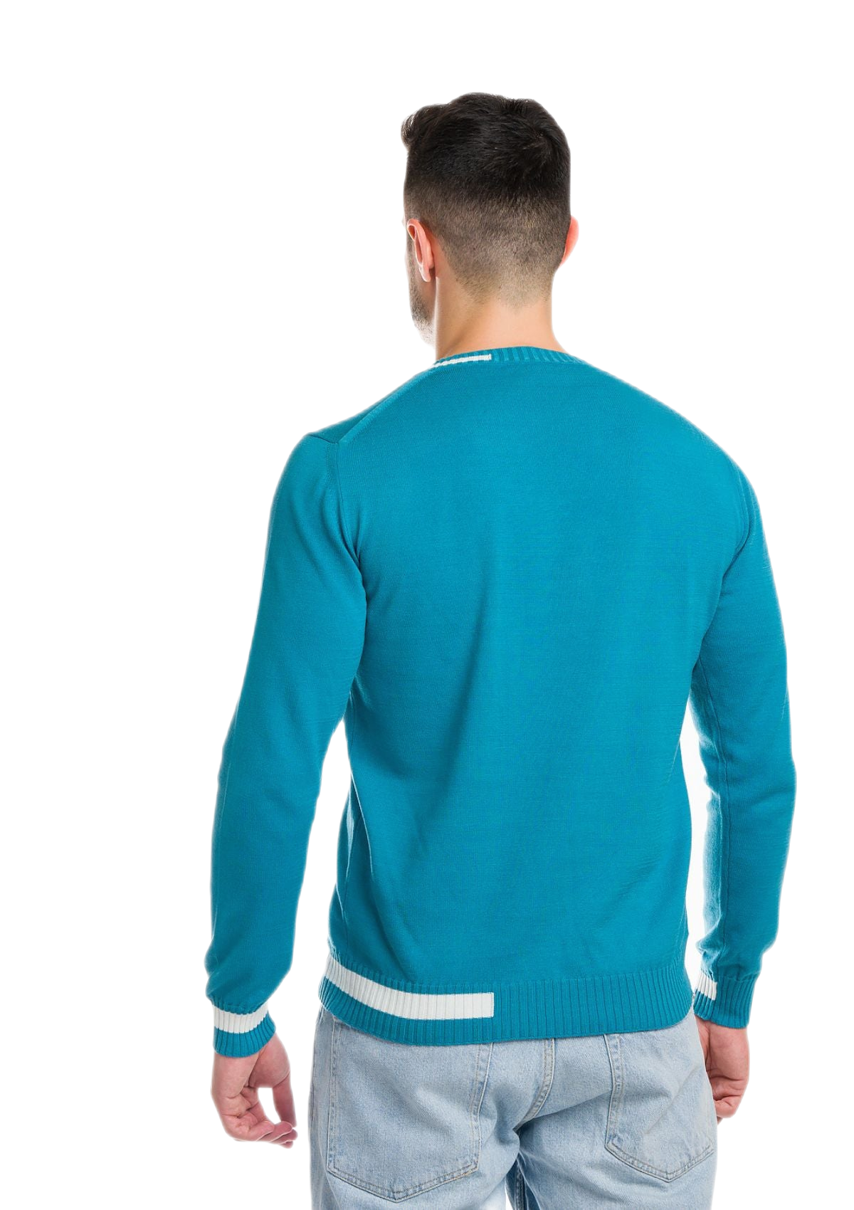 retro maglia uomo in cotone organico gasato azzurra