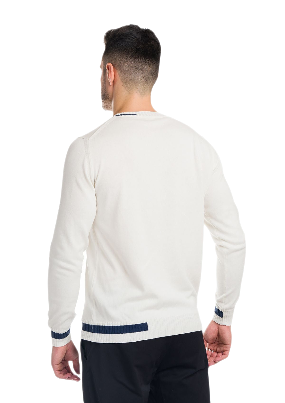 retro maglia uomo in cotone organico gasato bianca e blu