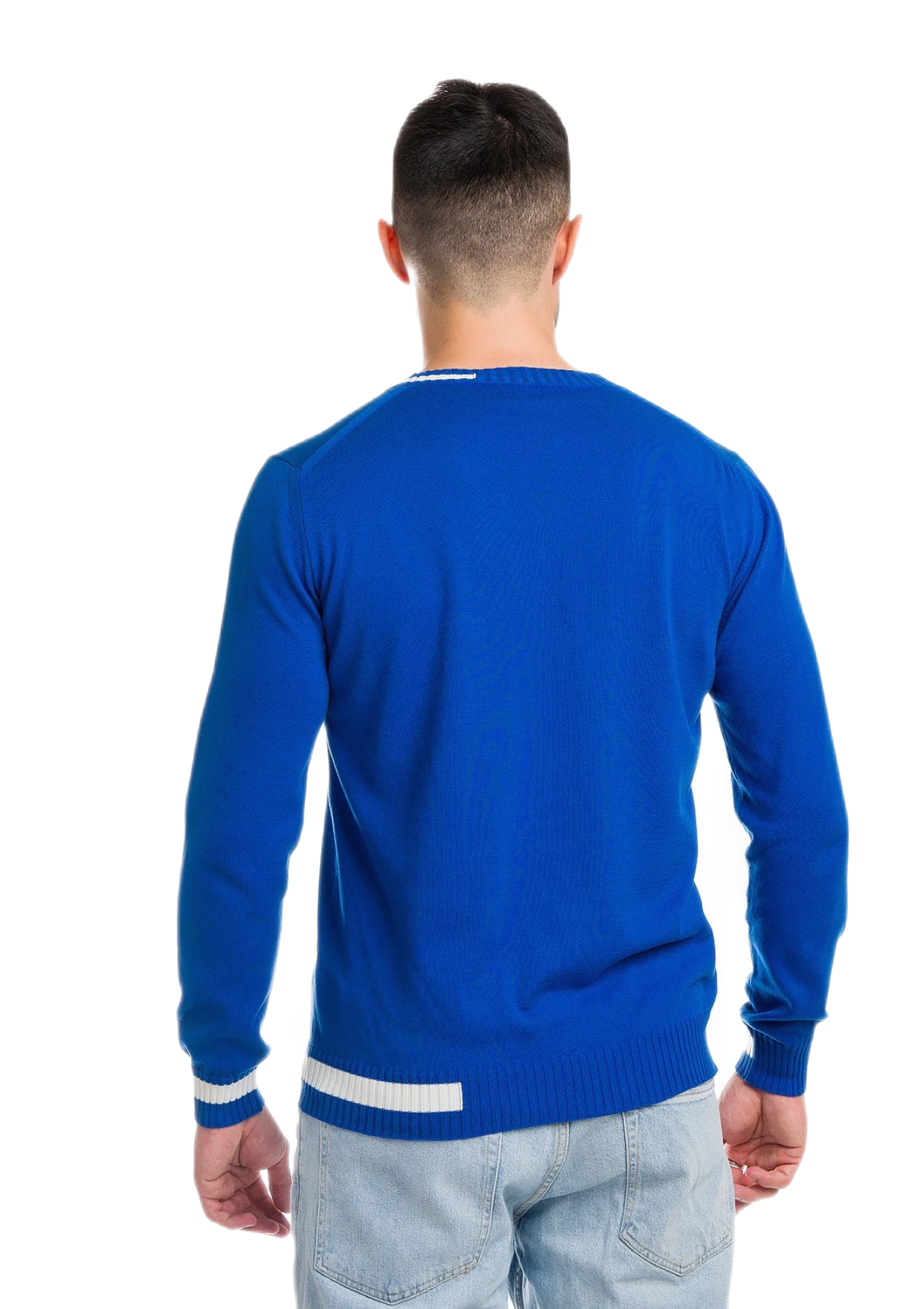 retro maglia uomo in cotone organico gasato blu elettrico
