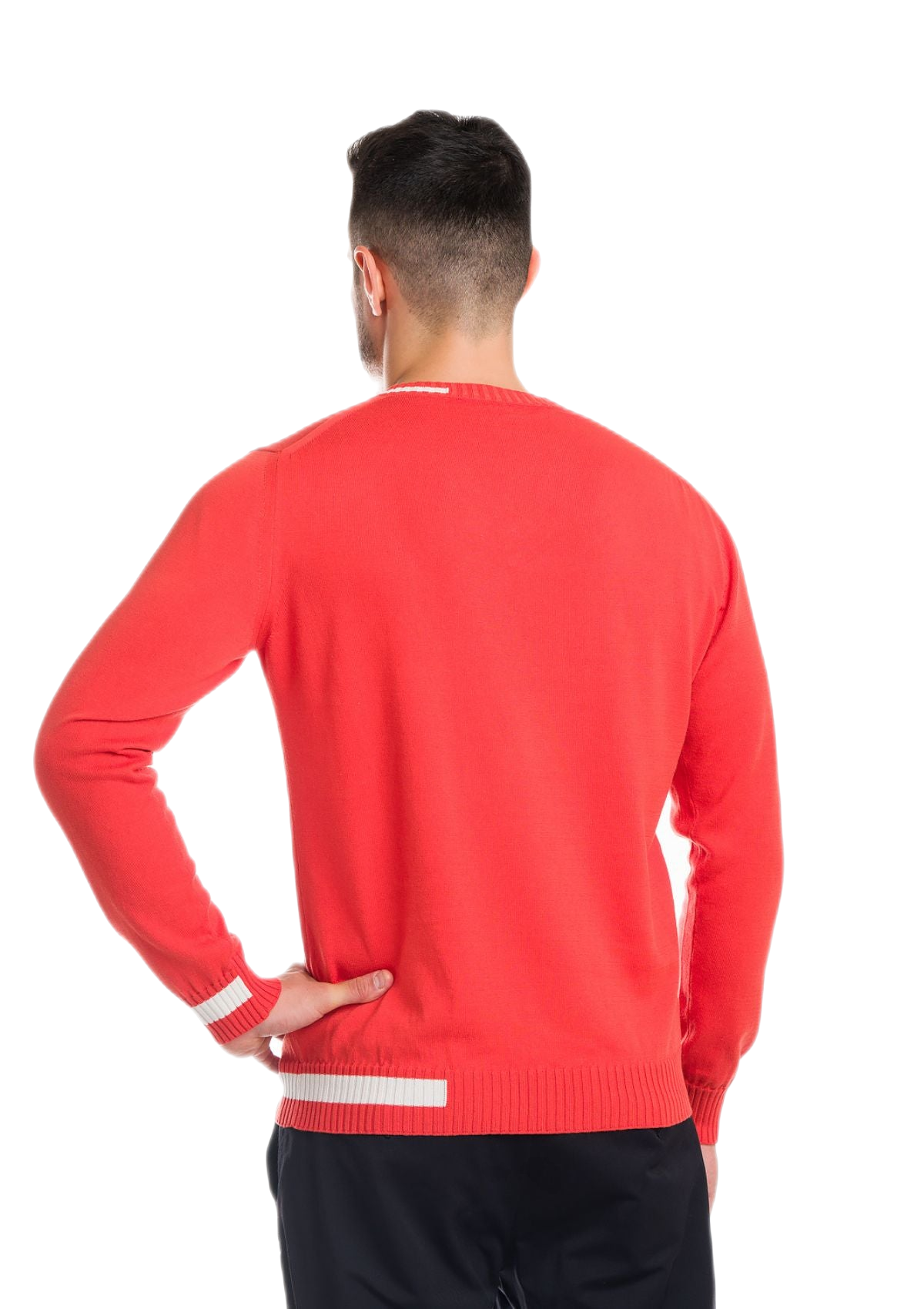 retro maglia uomo in cotone organico gasato color corallo