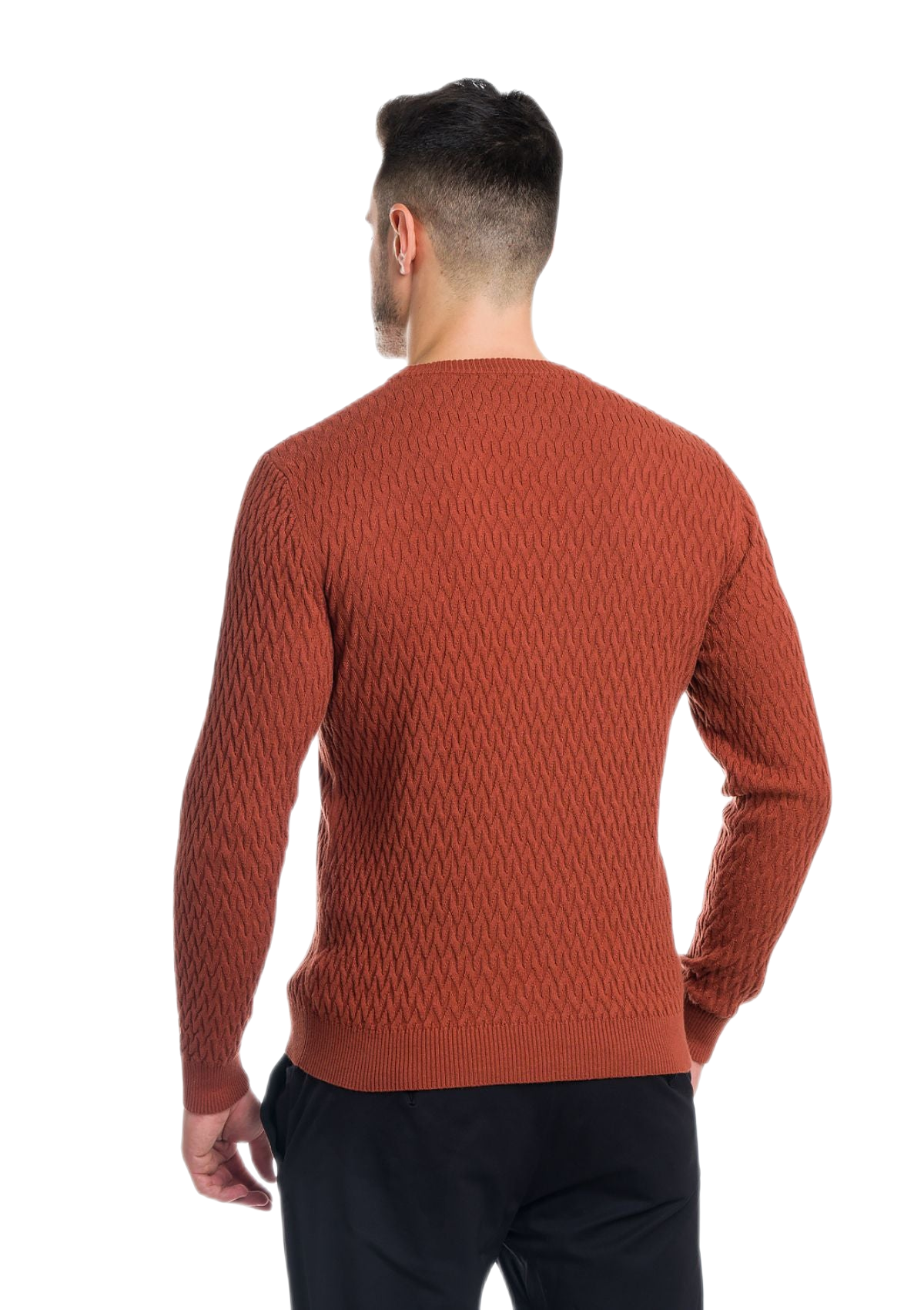 retro maglia uomo leggera in cotone e cashmere arancio