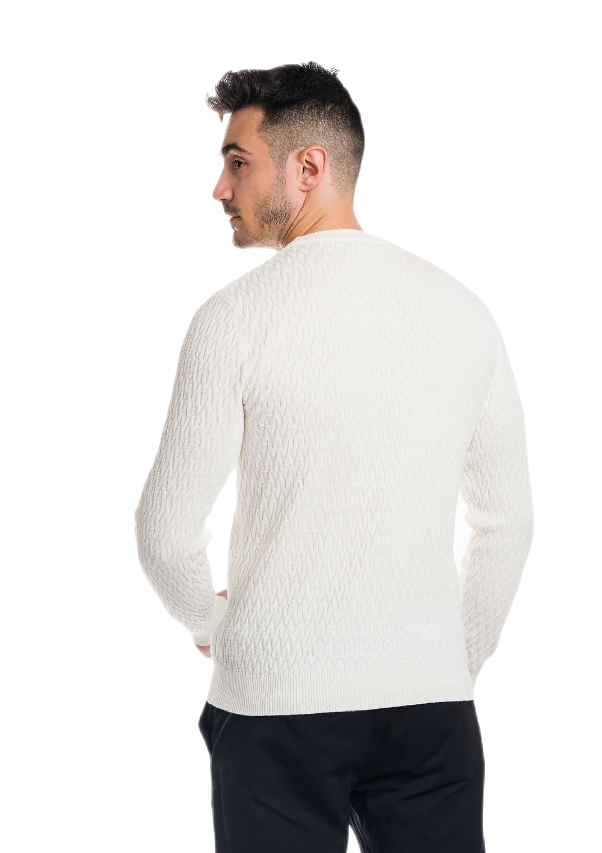 retro maglia uomo leggera in cotone e cashmere bianca