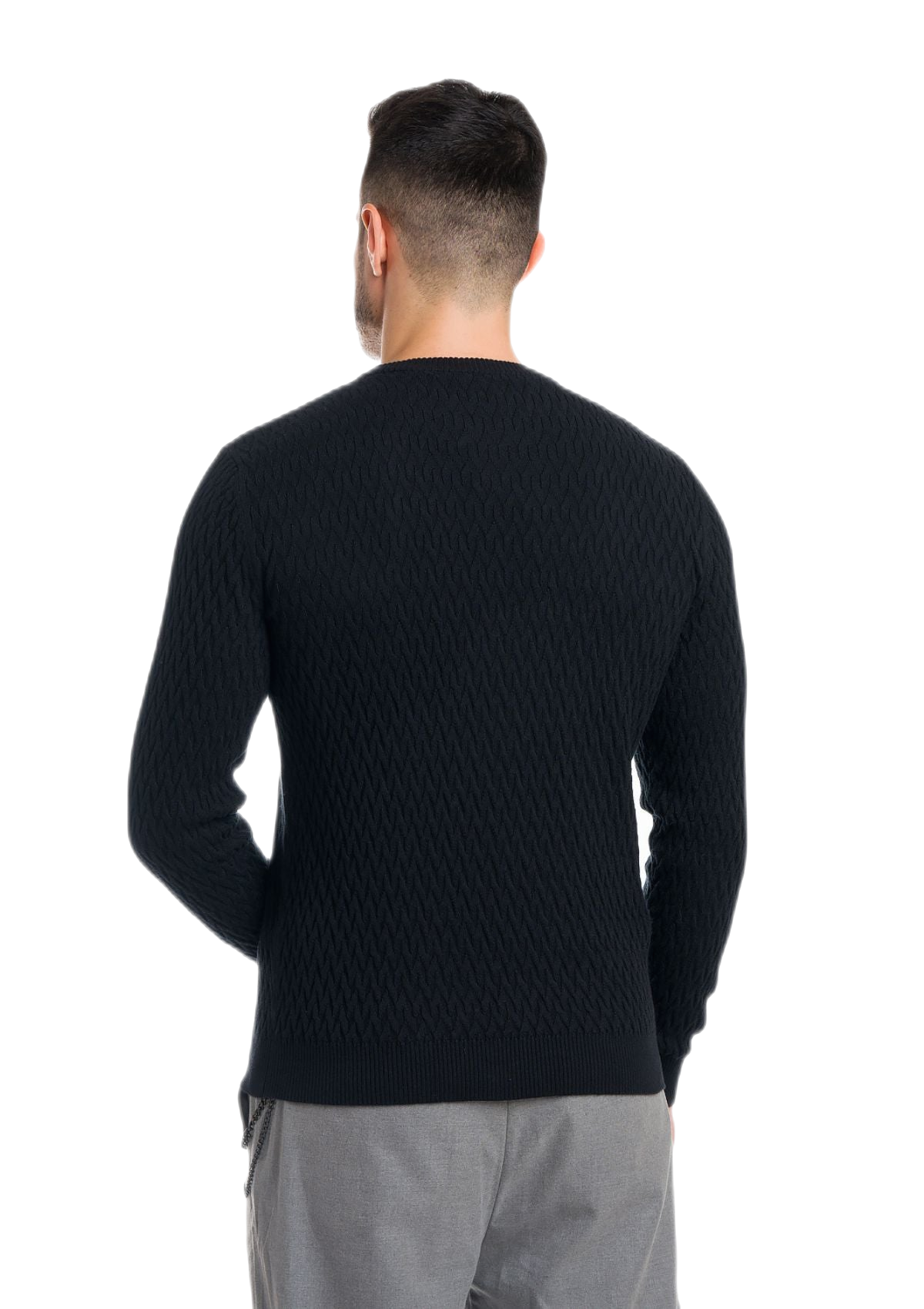 retro maglia uomo leggera in cotone e cashmere nera