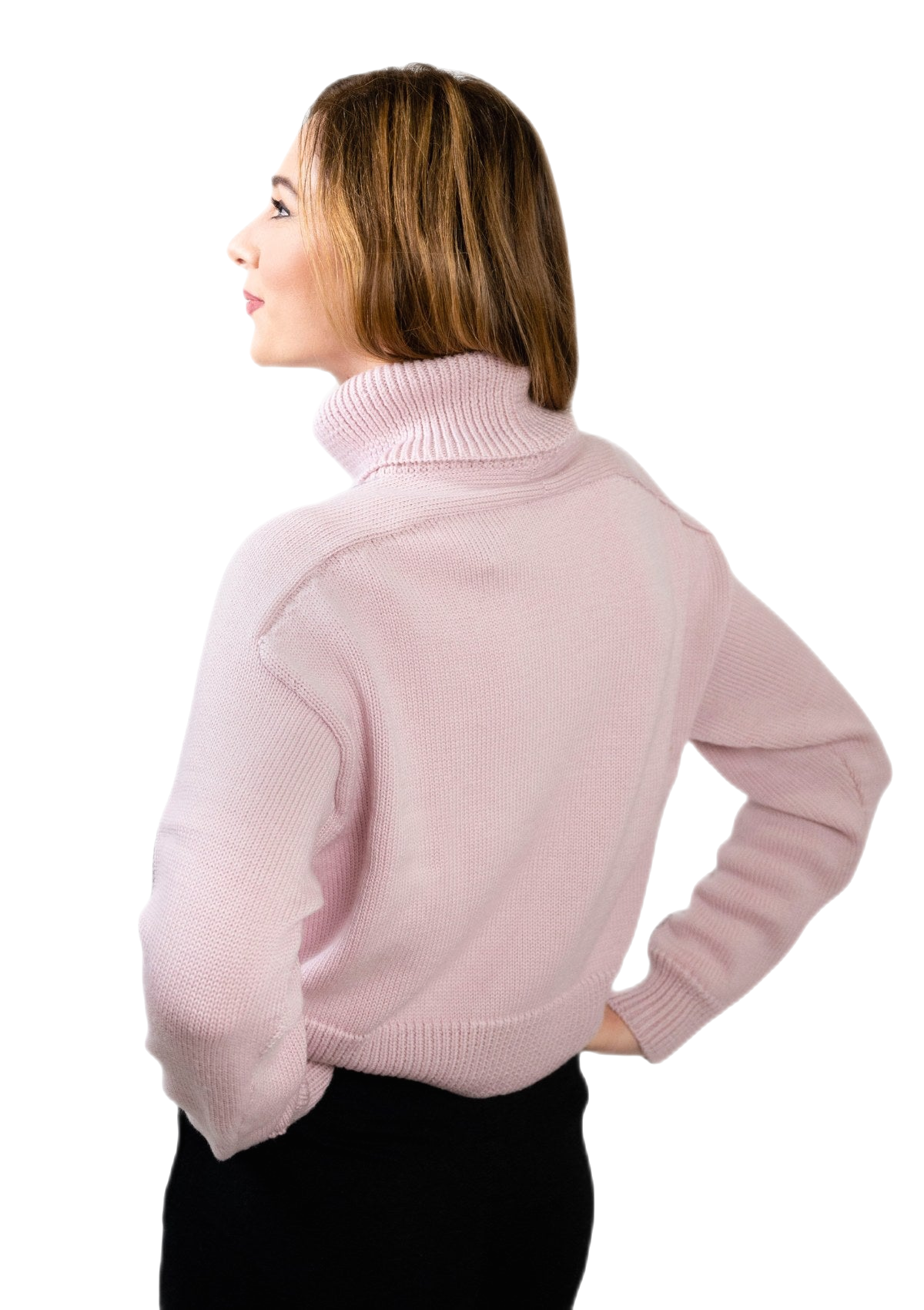 retro maglione rosa donna collo alto