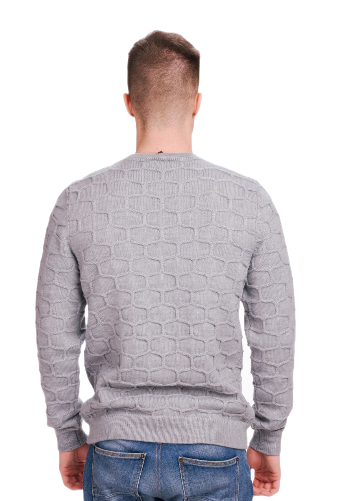 retro maglione uomo girocollo sportivo grigio