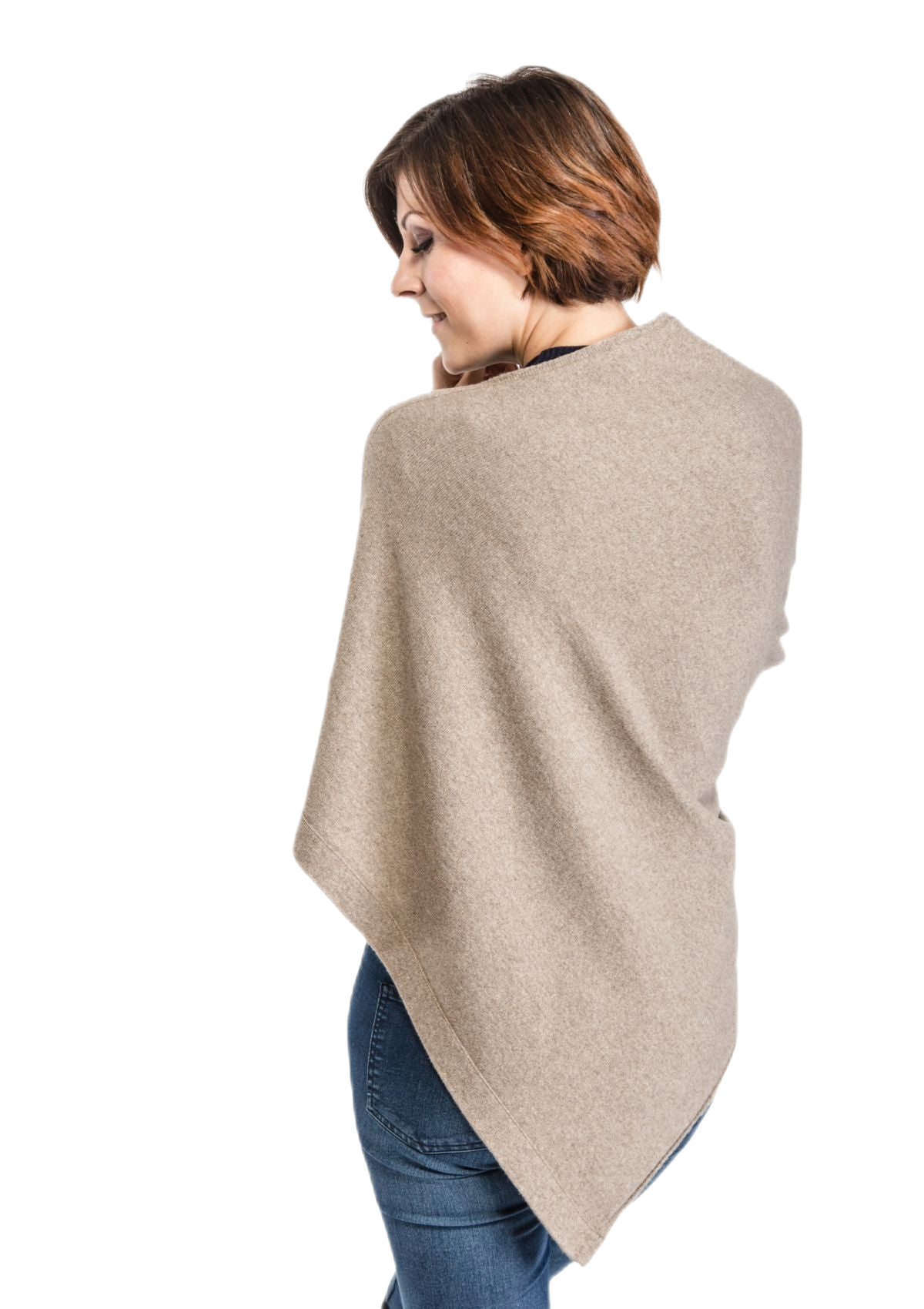 retro mantella donna cashmere beige