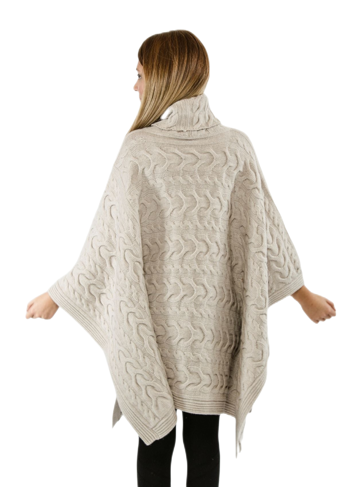 retro mantella donna in lana merino elegante beige