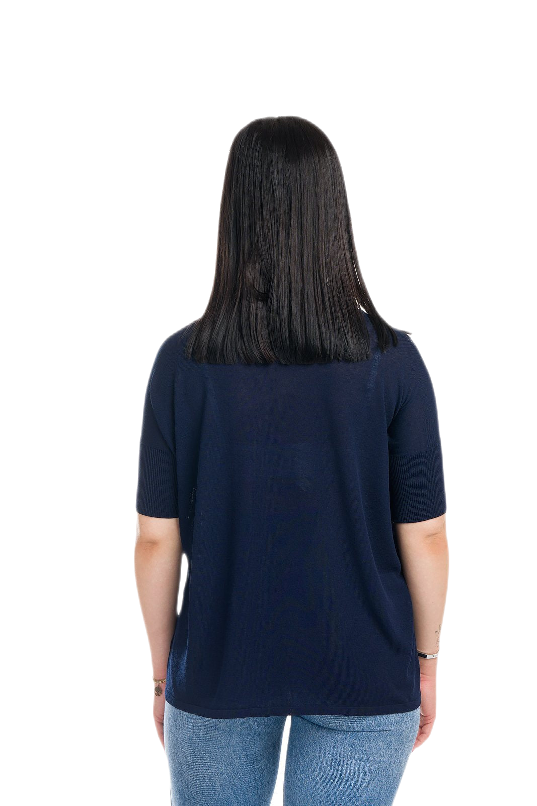 retro maxi maglia leggera donna in viscosa blu navy