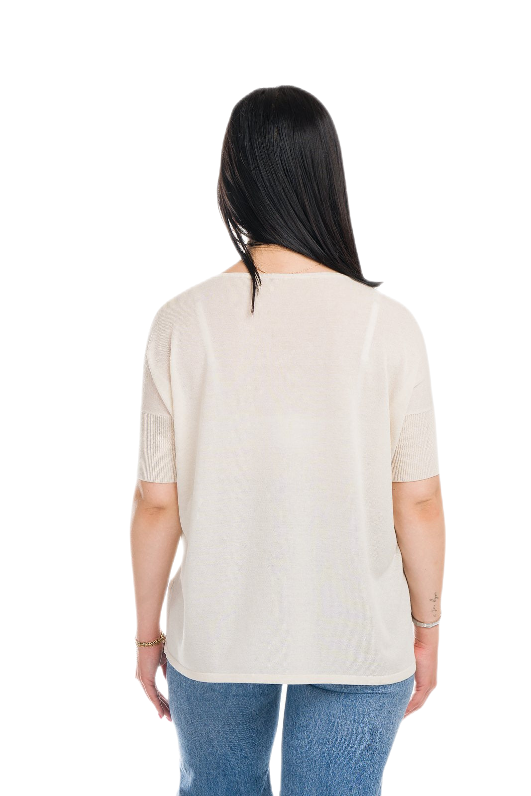 retro maxi maglia leggera donna in viscosa color panna