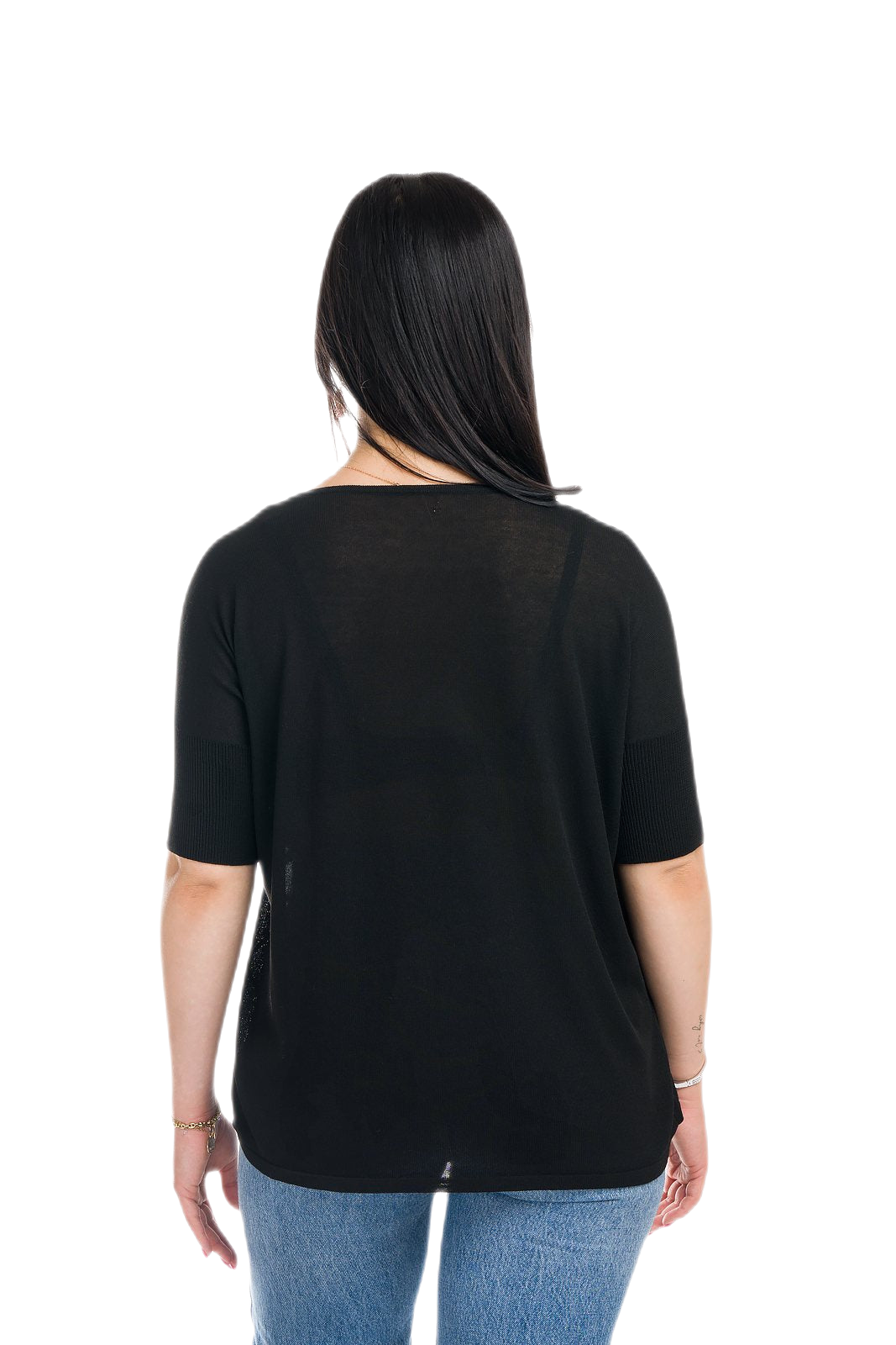 retro maxi maglia leggera donna in viscosa nera