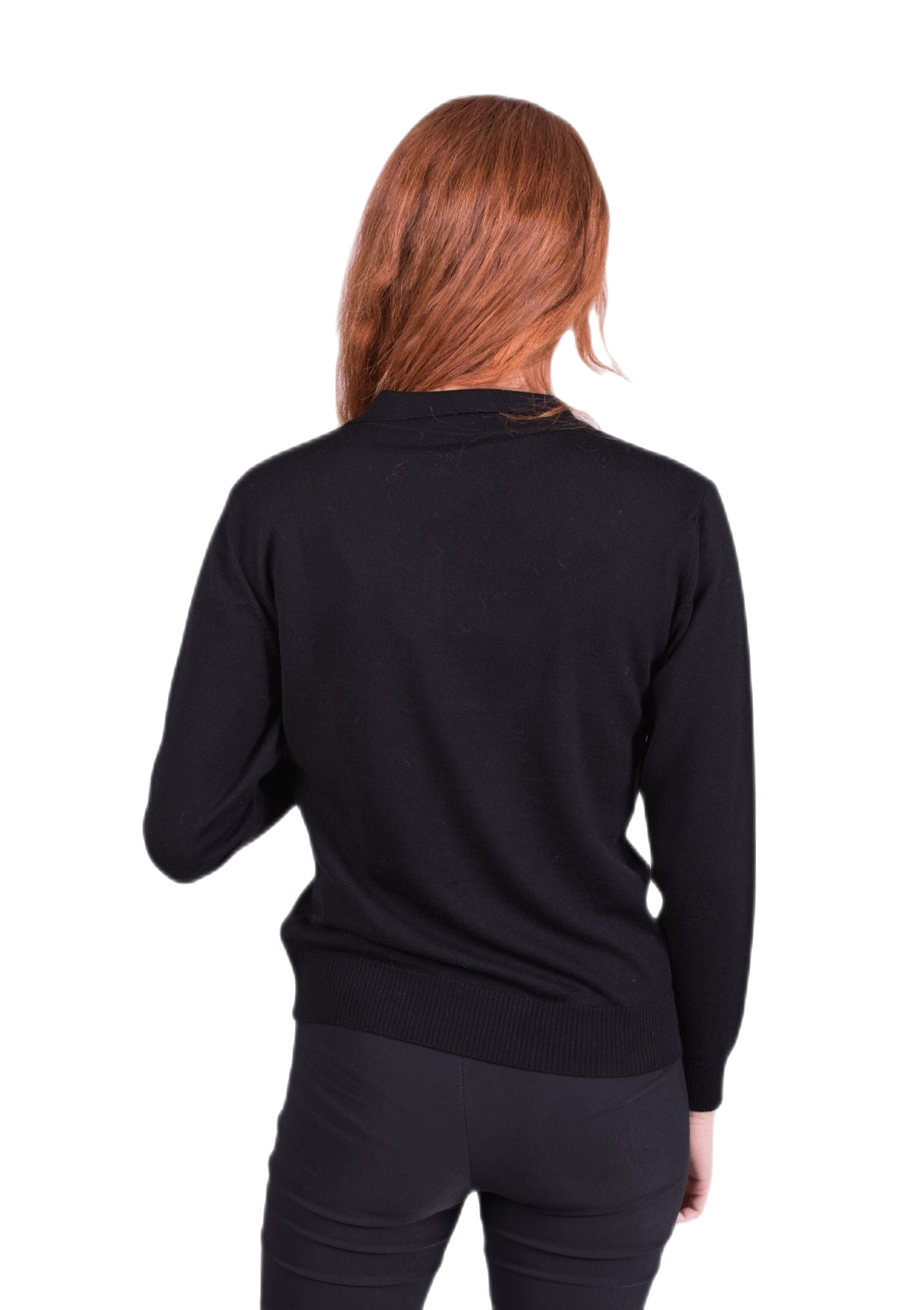 retro polo donna nera in lana merino extrafine