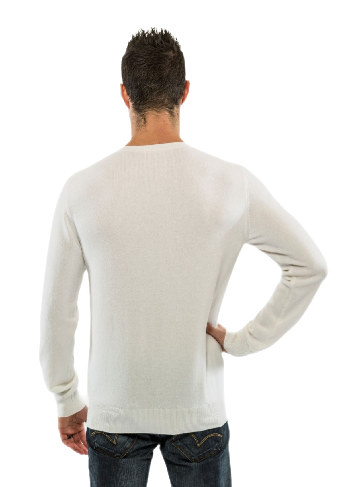 retro pullover girocollo uomo in lanital bianco