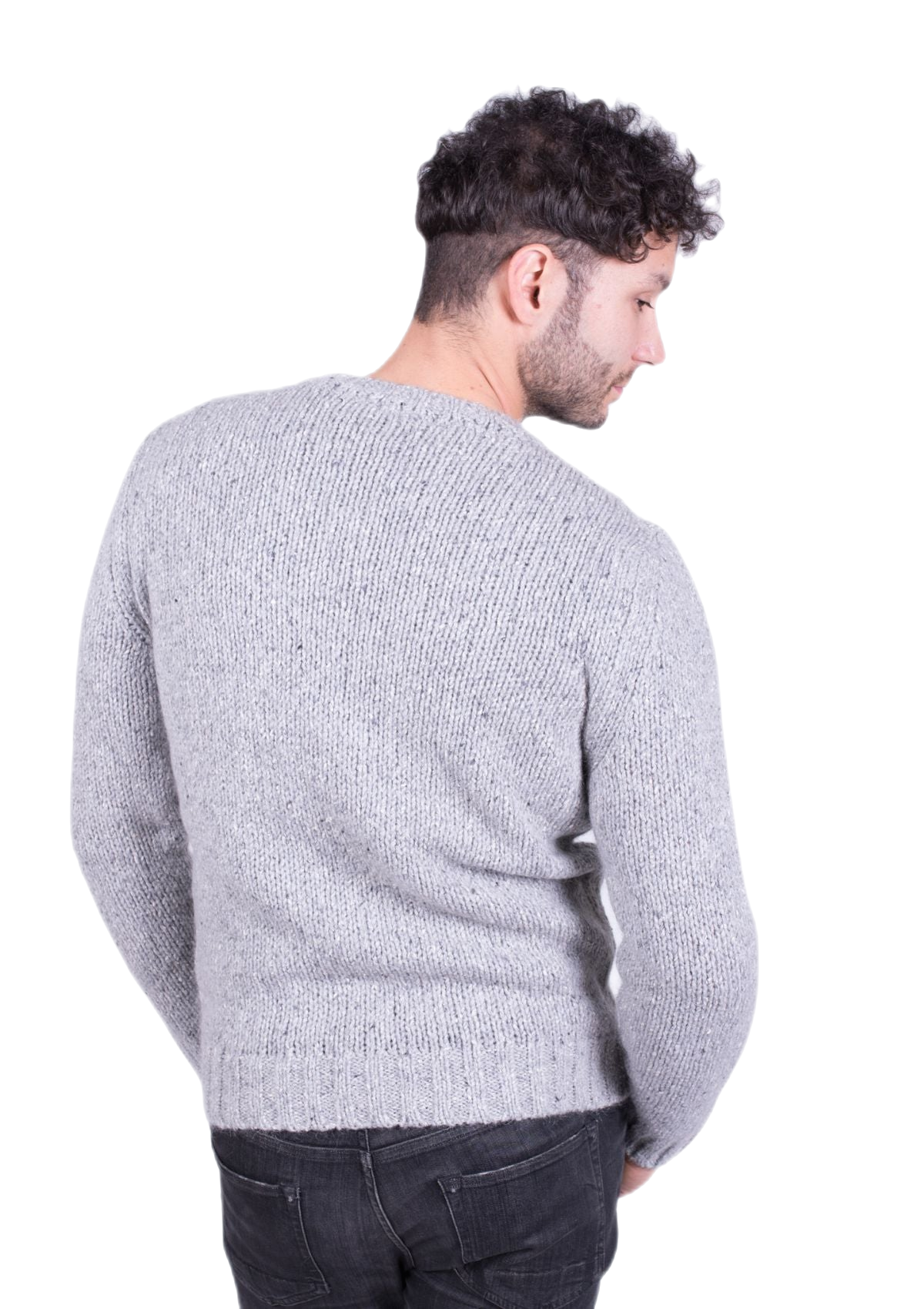 retro Pullover da uomo girocollo in lana, seta e mohair