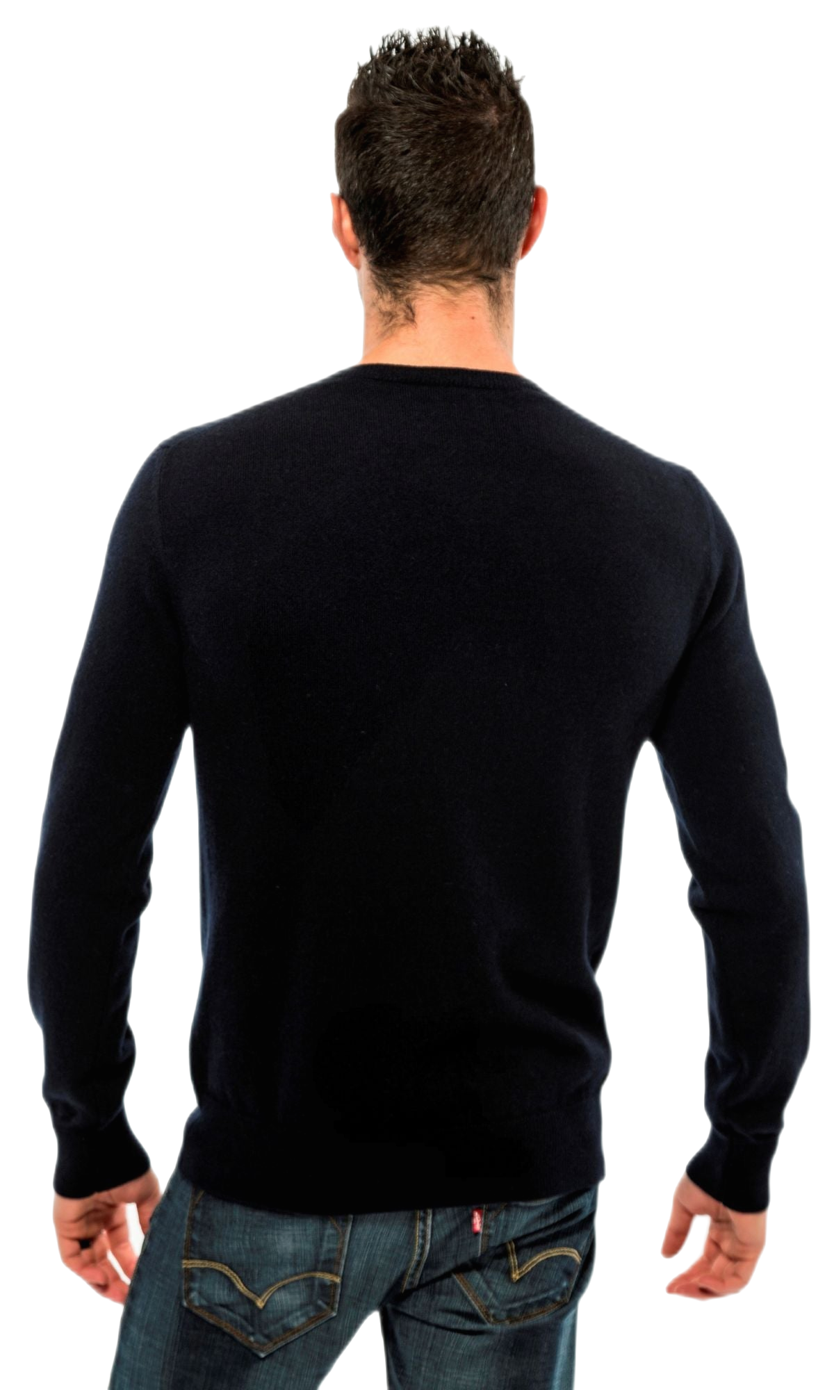 retro pullover uomo con scollo a v in lanital colore blu