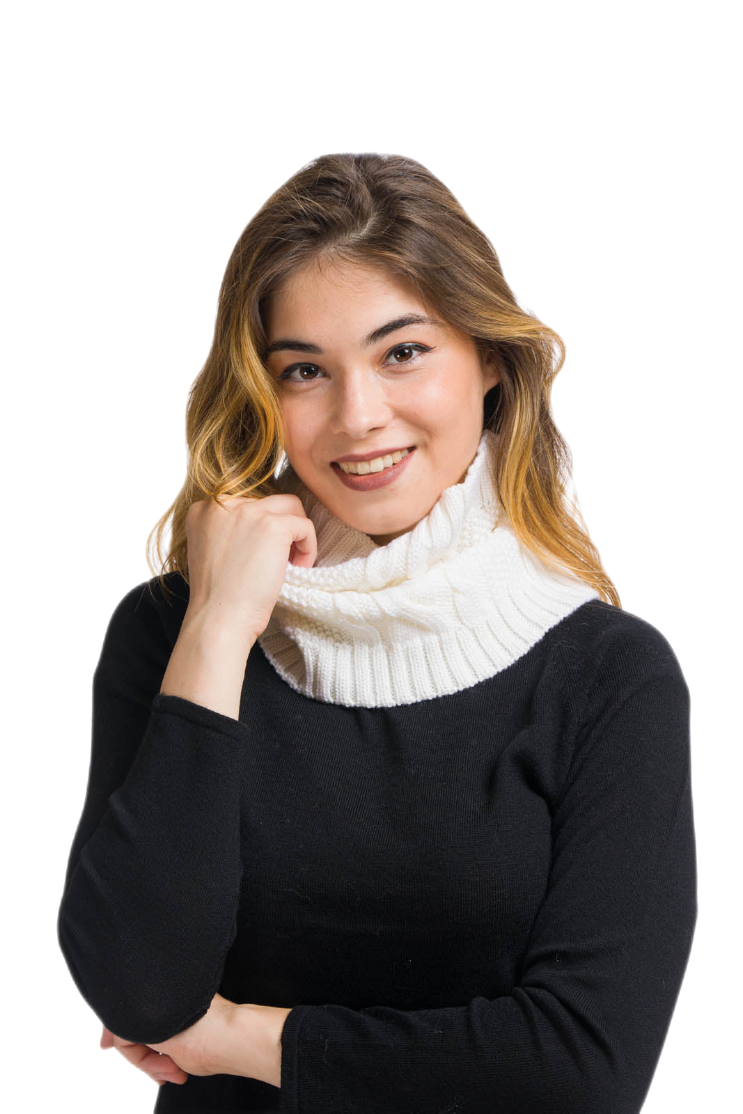scaldacollo donna in lana merino bianco