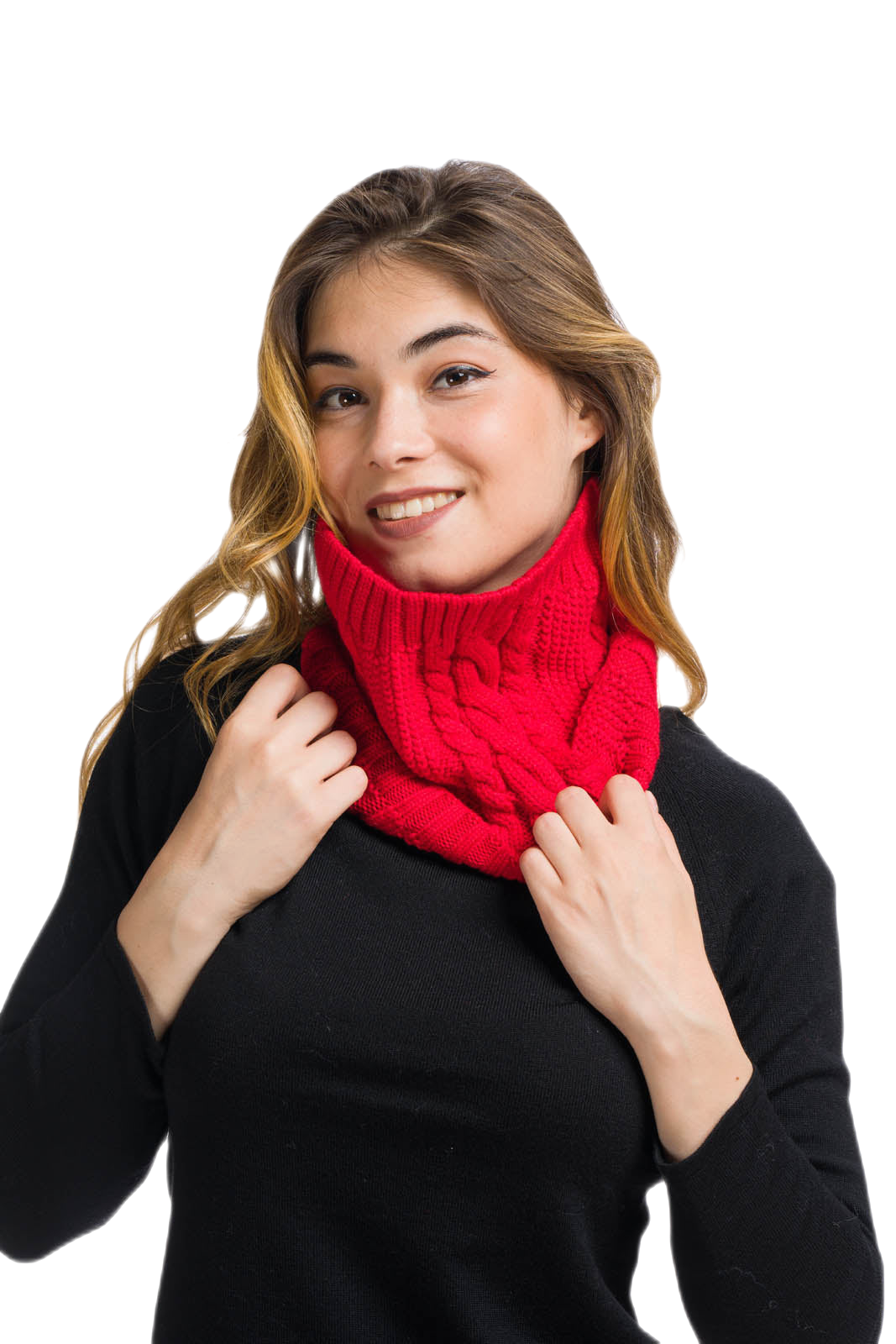 scaldacollo donna in lana merino rosso