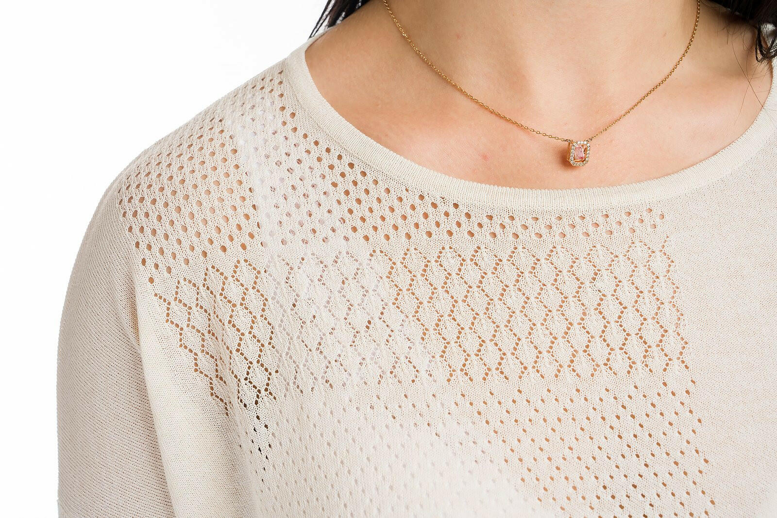 scollatura maxi maglia leggera donna in viscosa color panna