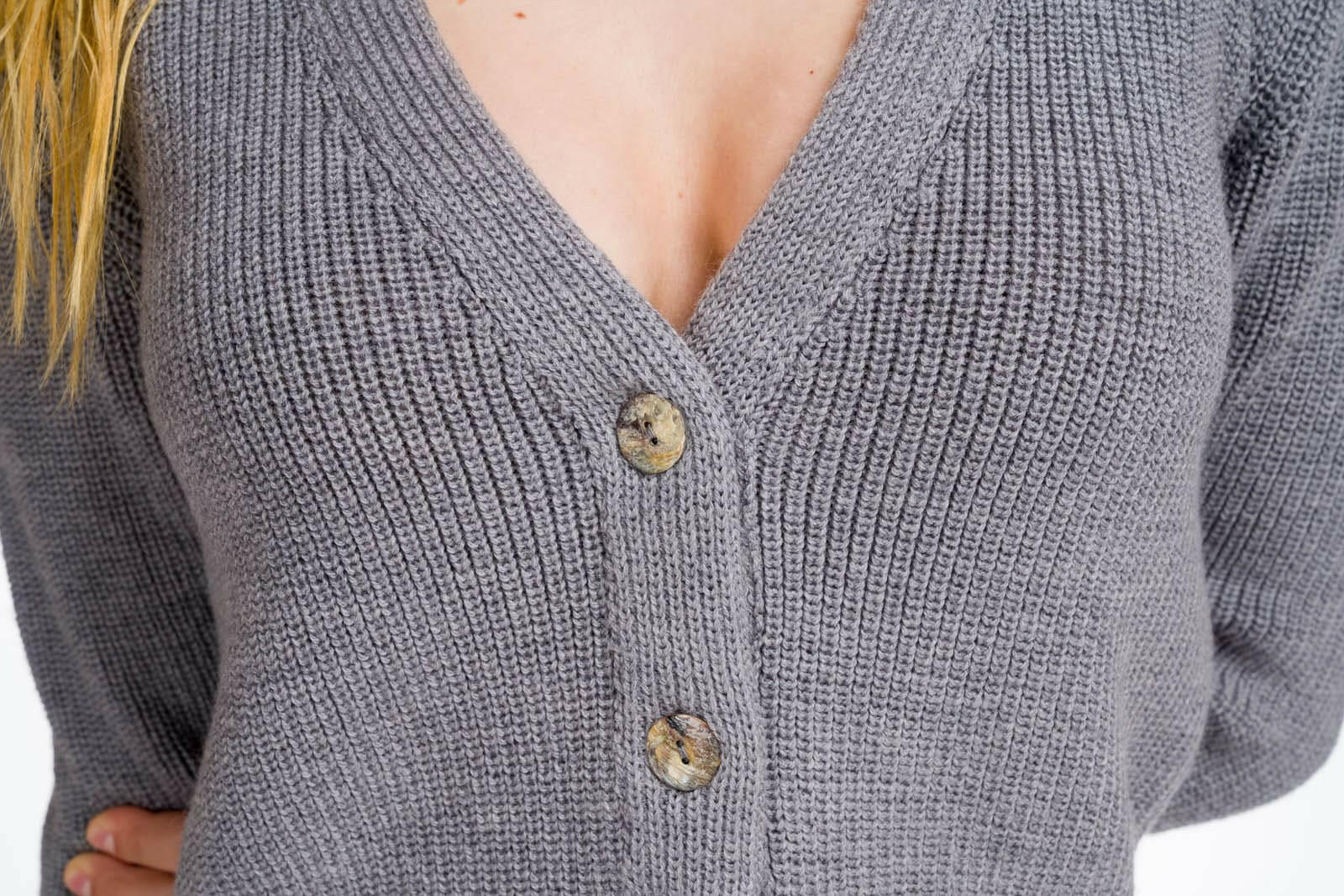Cardigan donna grigio melange in pura lana vergine merino Zuleika