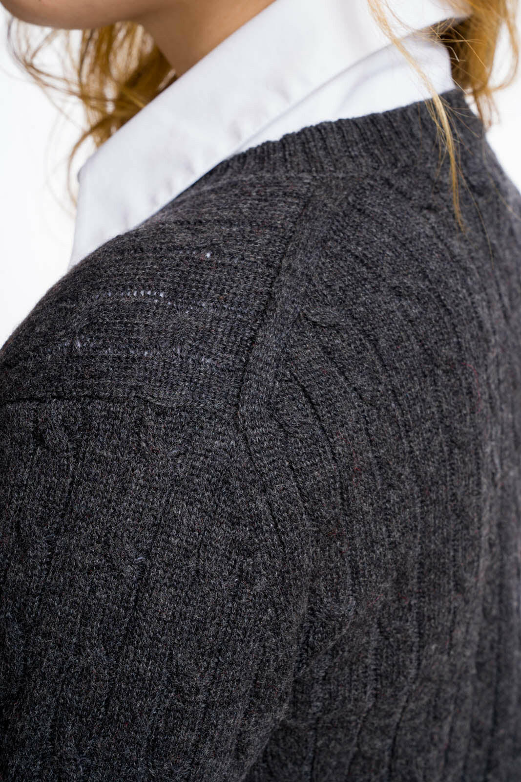 Maglia a trecce antracite Teresa