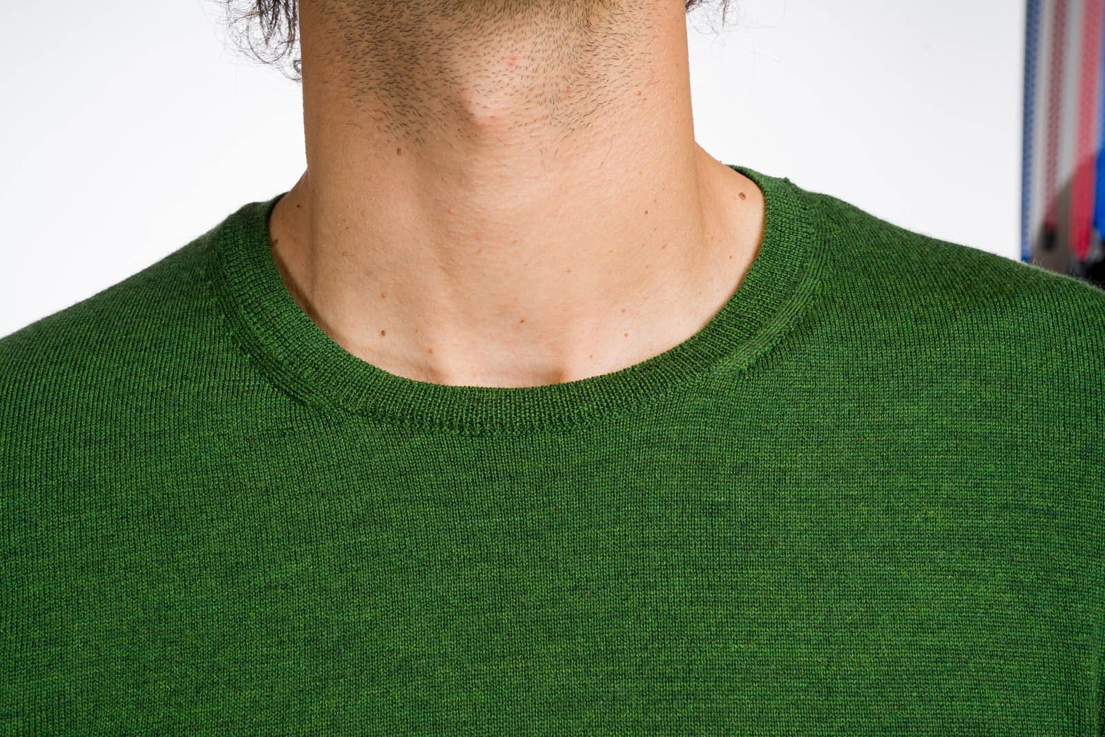 maglia girocollo uomo verde in lana
