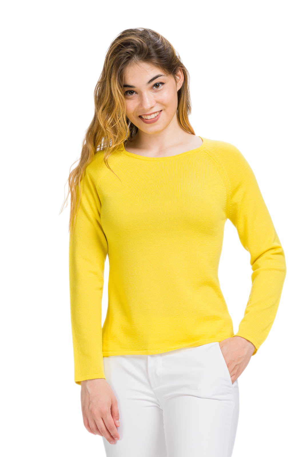Maglia donna in lana gialla