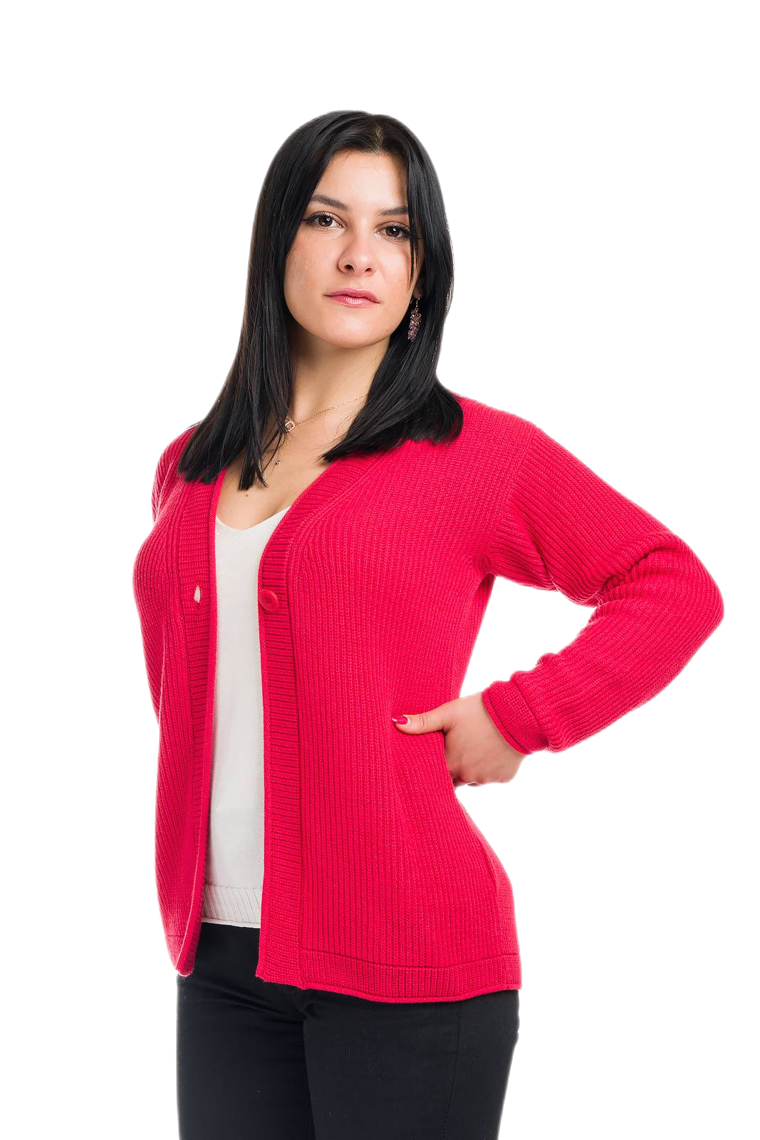 cardigan donna in cotone e cashmere rosso