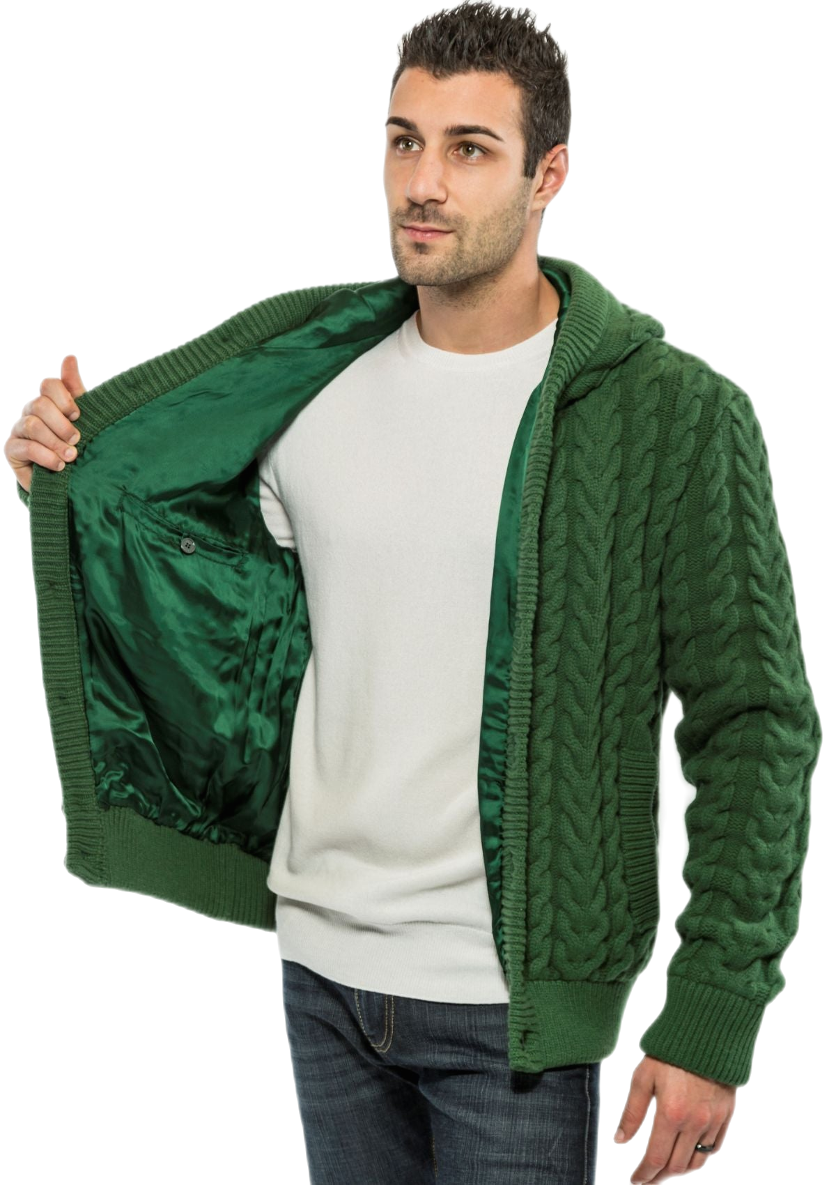 giubbotto uomo in lana e cashmere verde
