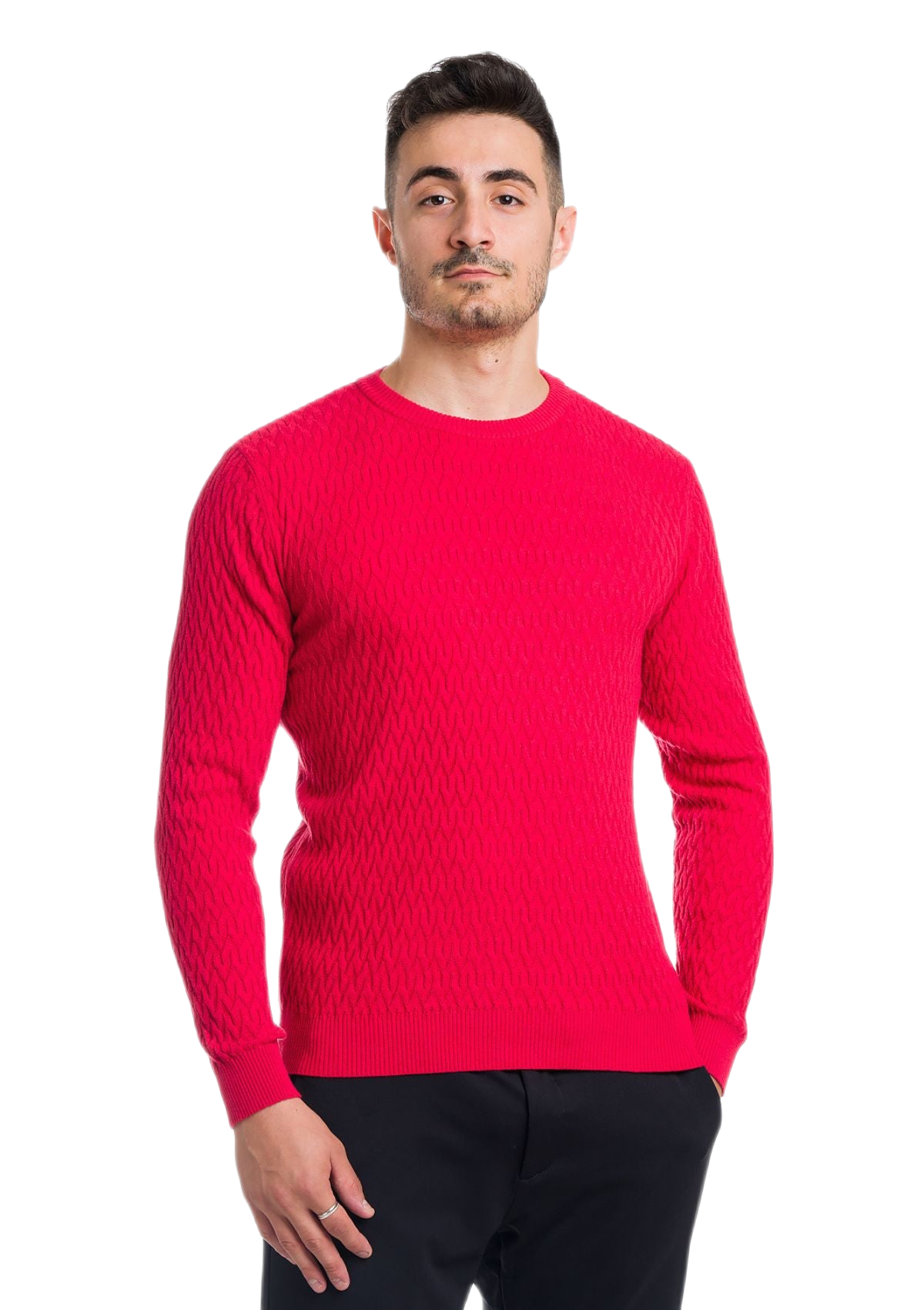 maglia uomo leggera in cotone e cashmere rossa