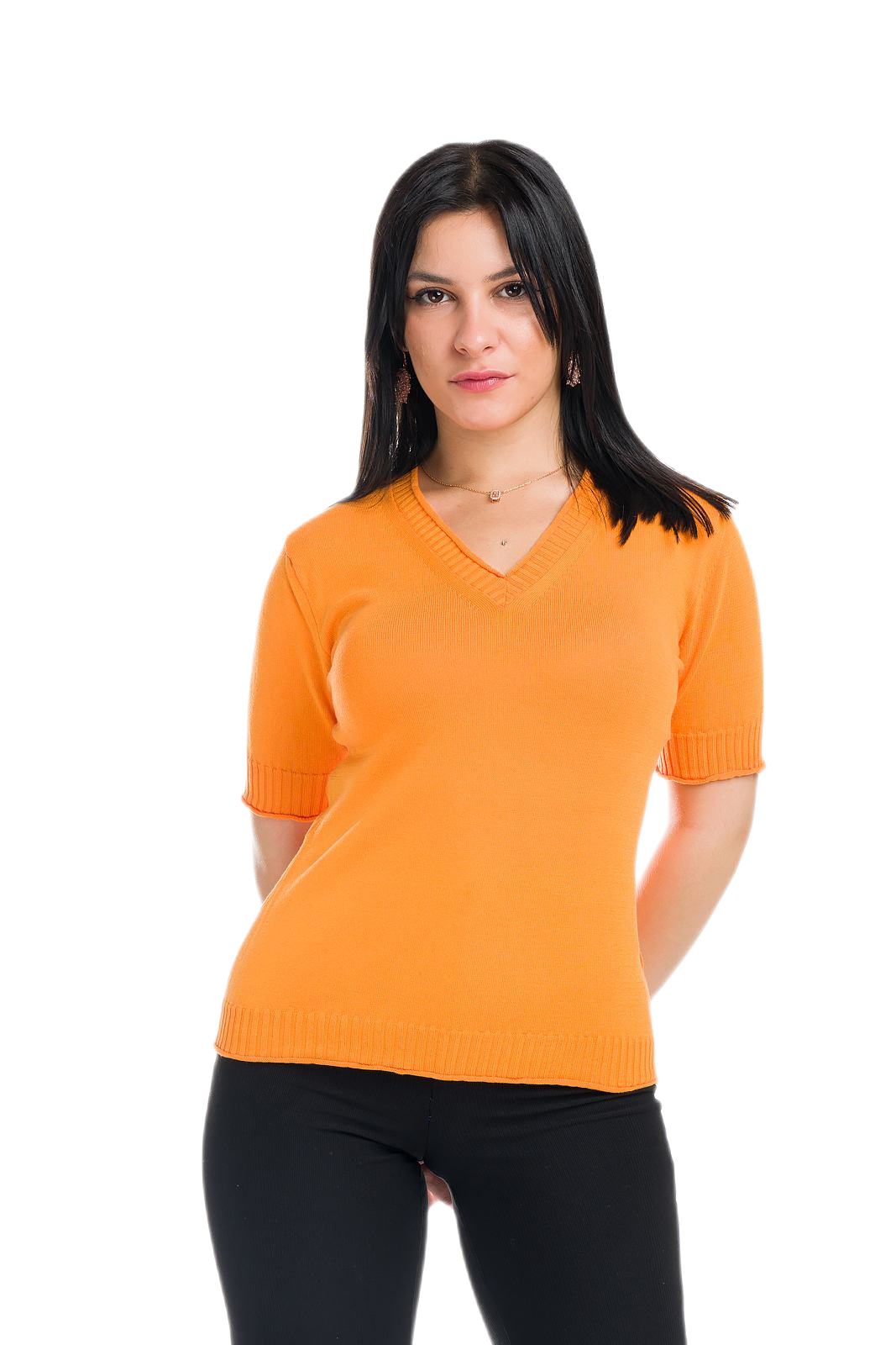 maglietta donna a manica corta estiva in cotone arancione