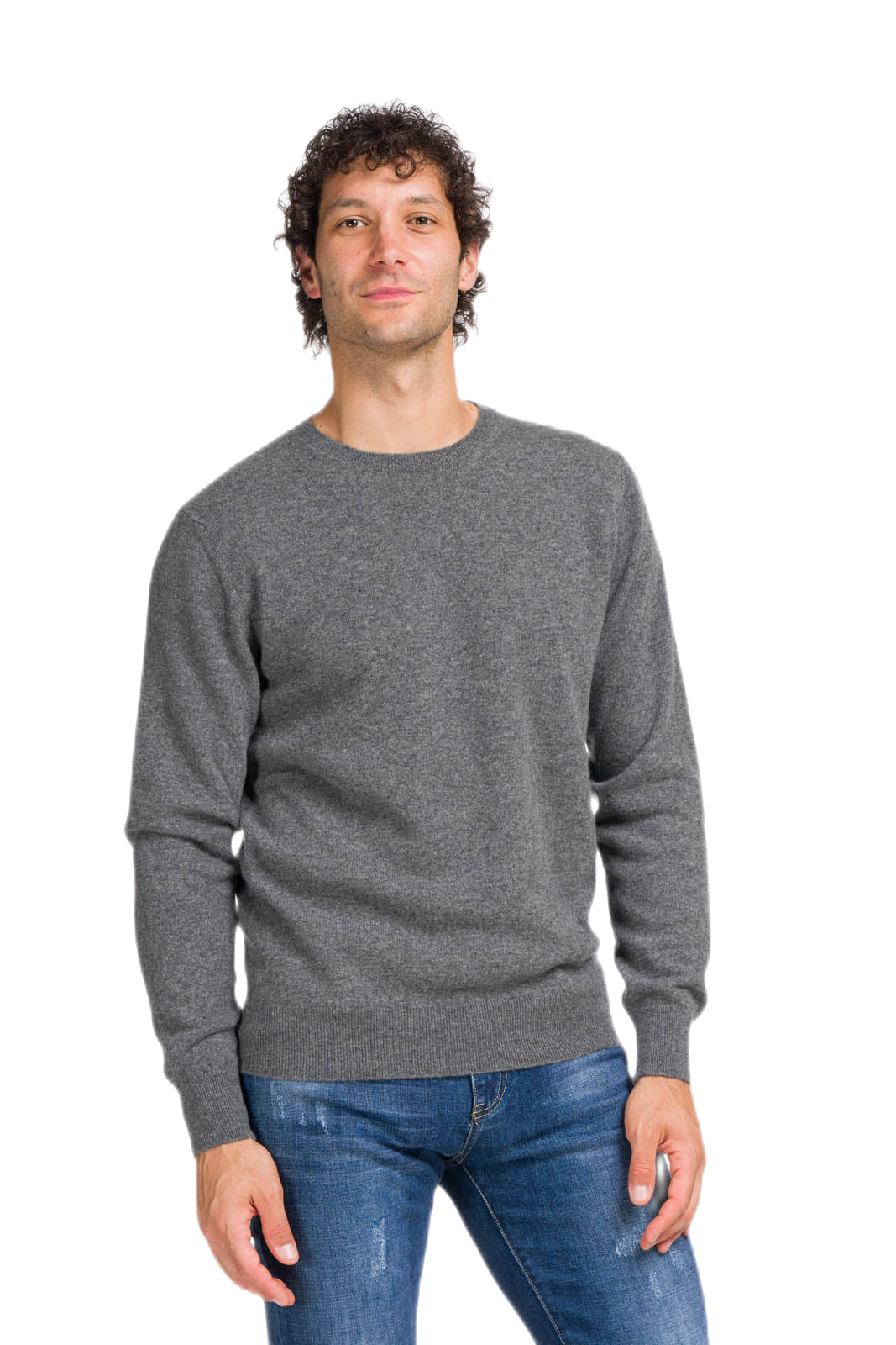 maglione in cashmere per uomo grigio antracite