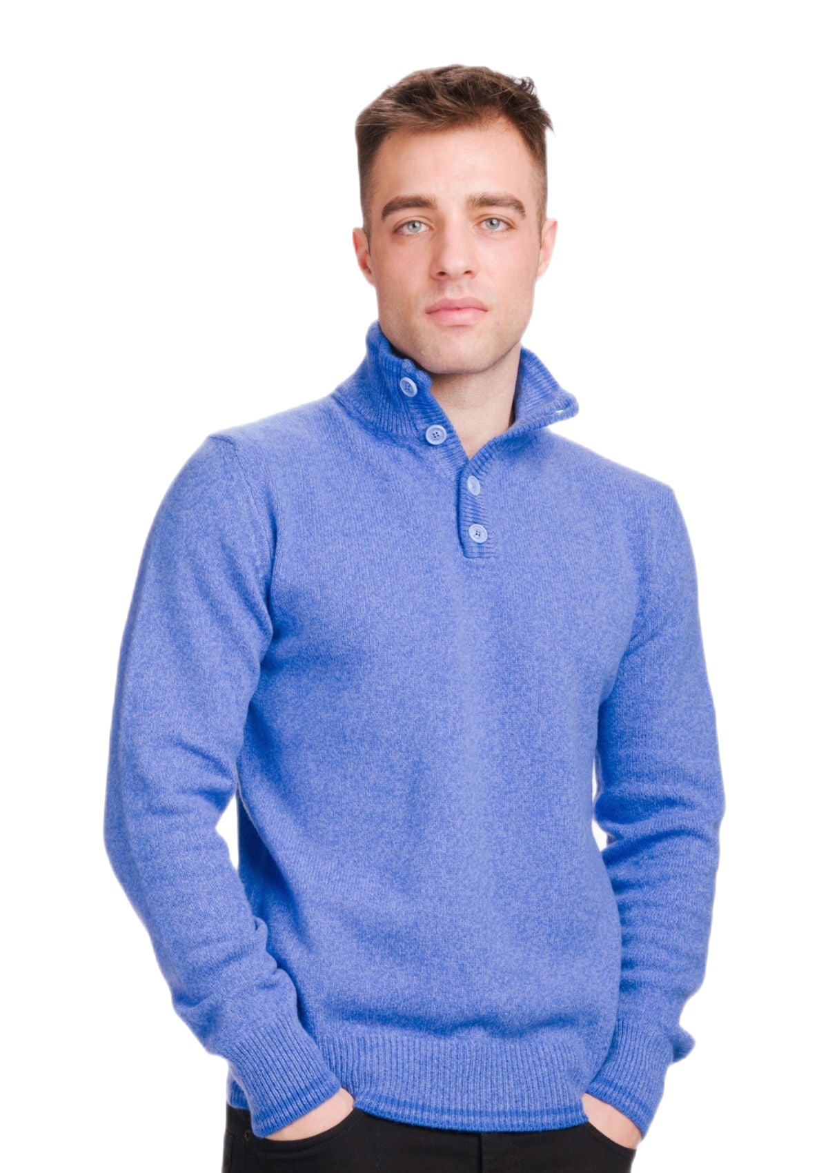 maglione in lana merino e cashmere uomo colore azzurro
