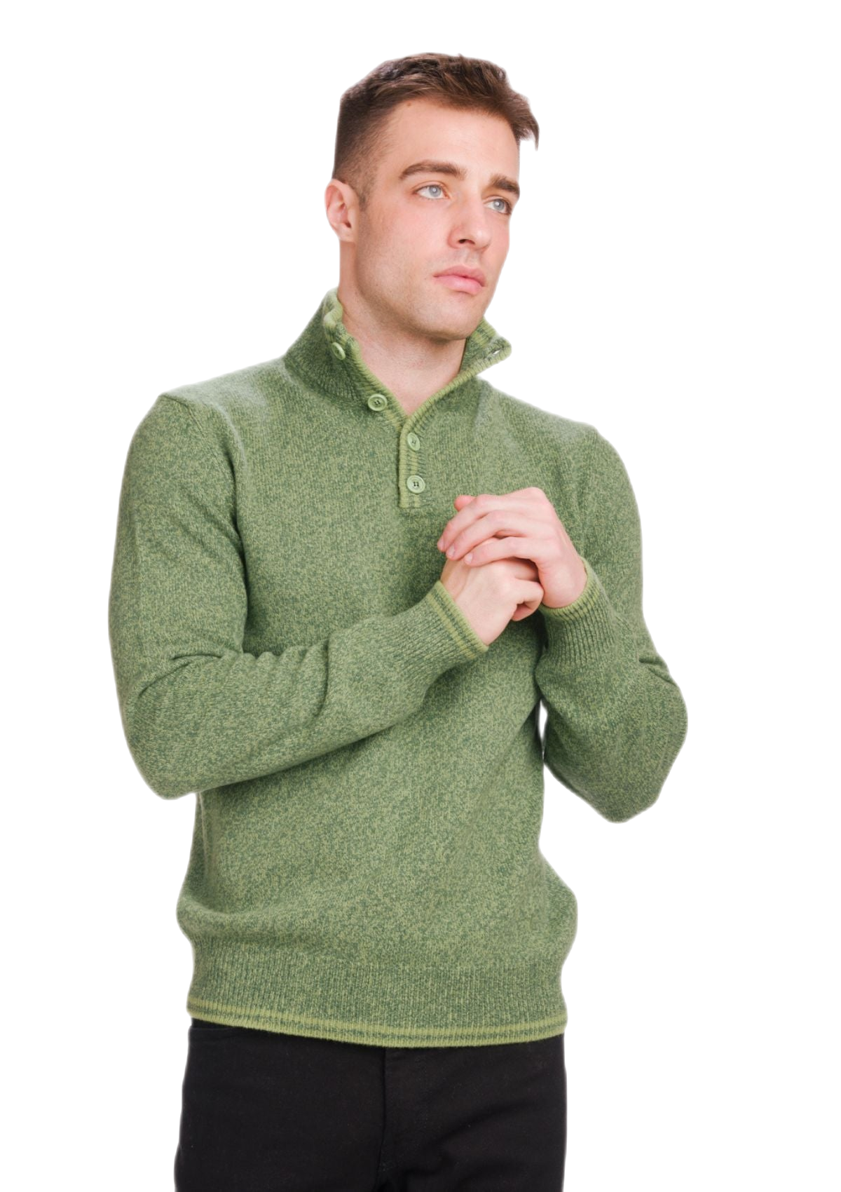 maglione in lana merino e cashmere uomo colore verde