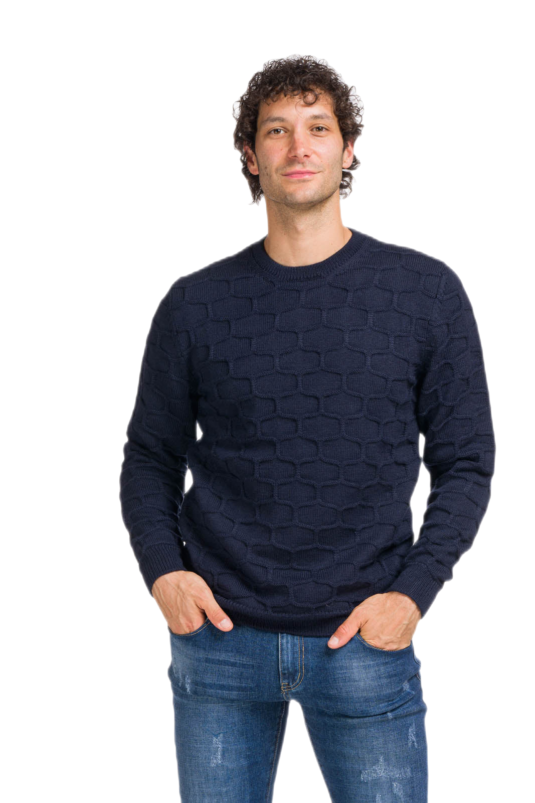 maglione uomo girocollo sportivo blu