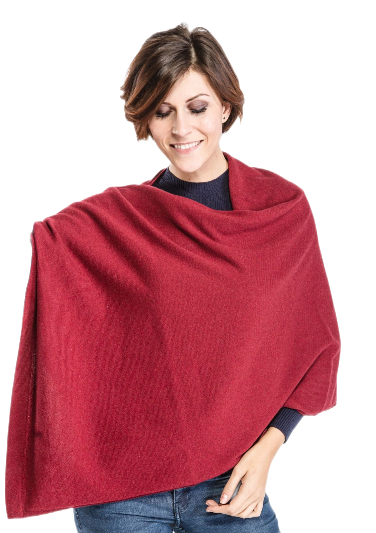 mantella coprispalle donna in cashmere color bordeaux melange