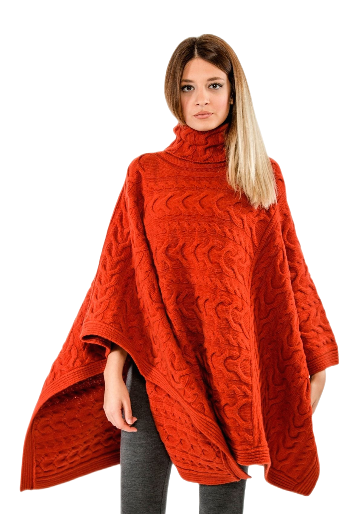 mantella lana elegante color mattone