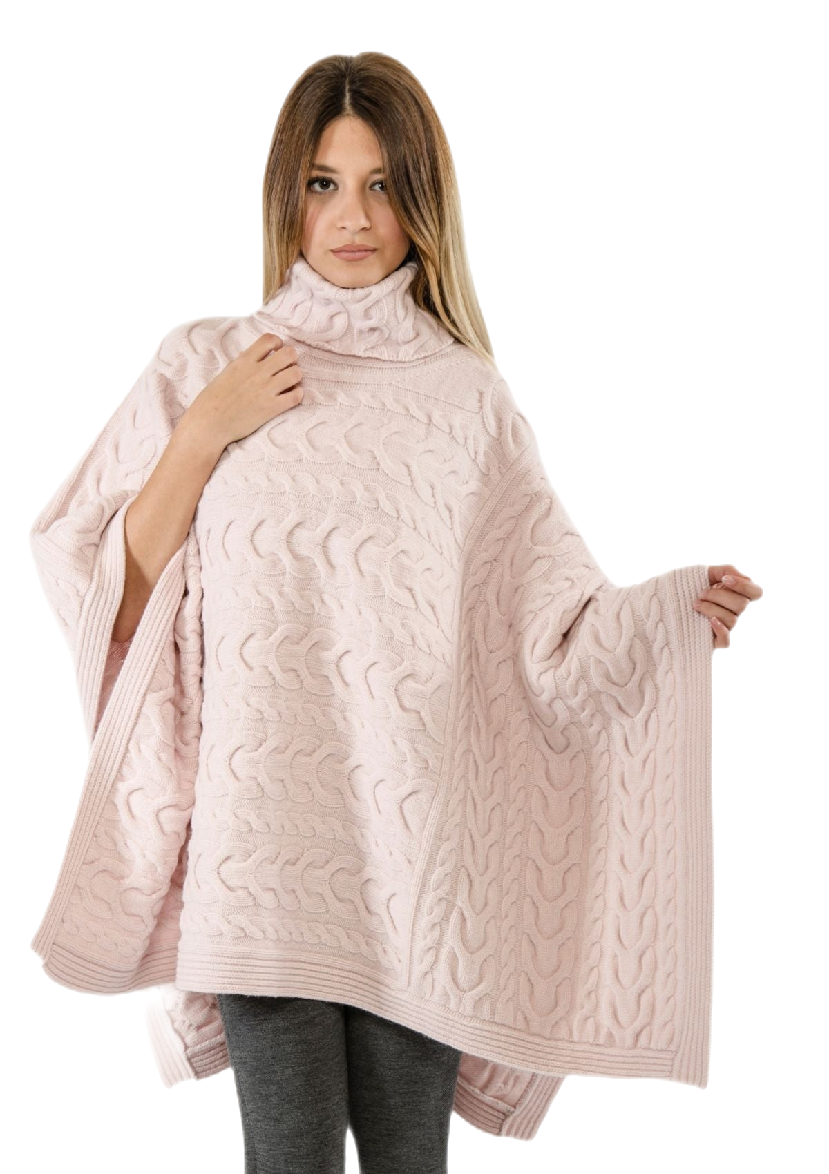 mantella lana elegante rosa