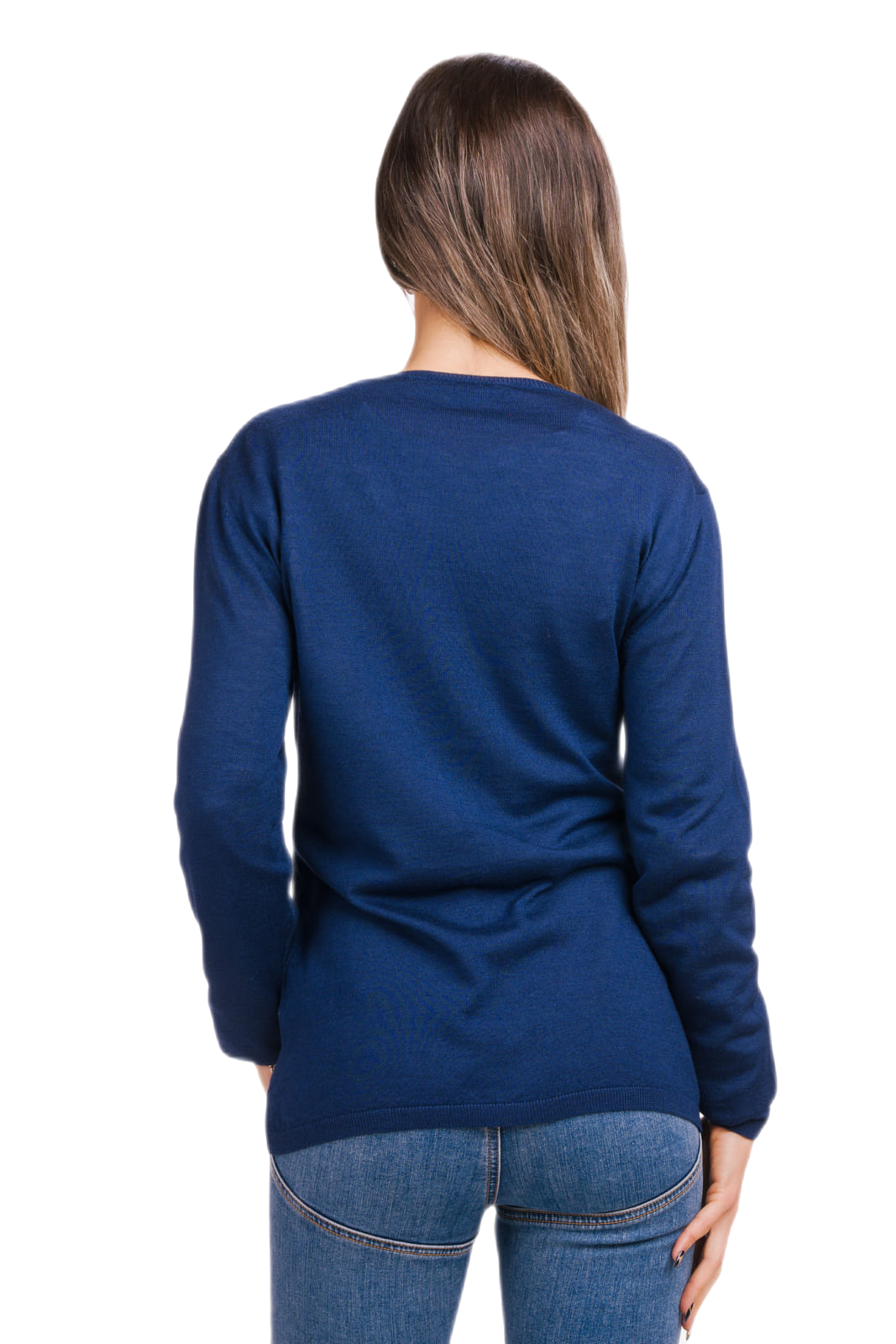 retro cardigan donna aderente in lana e seta colore blu