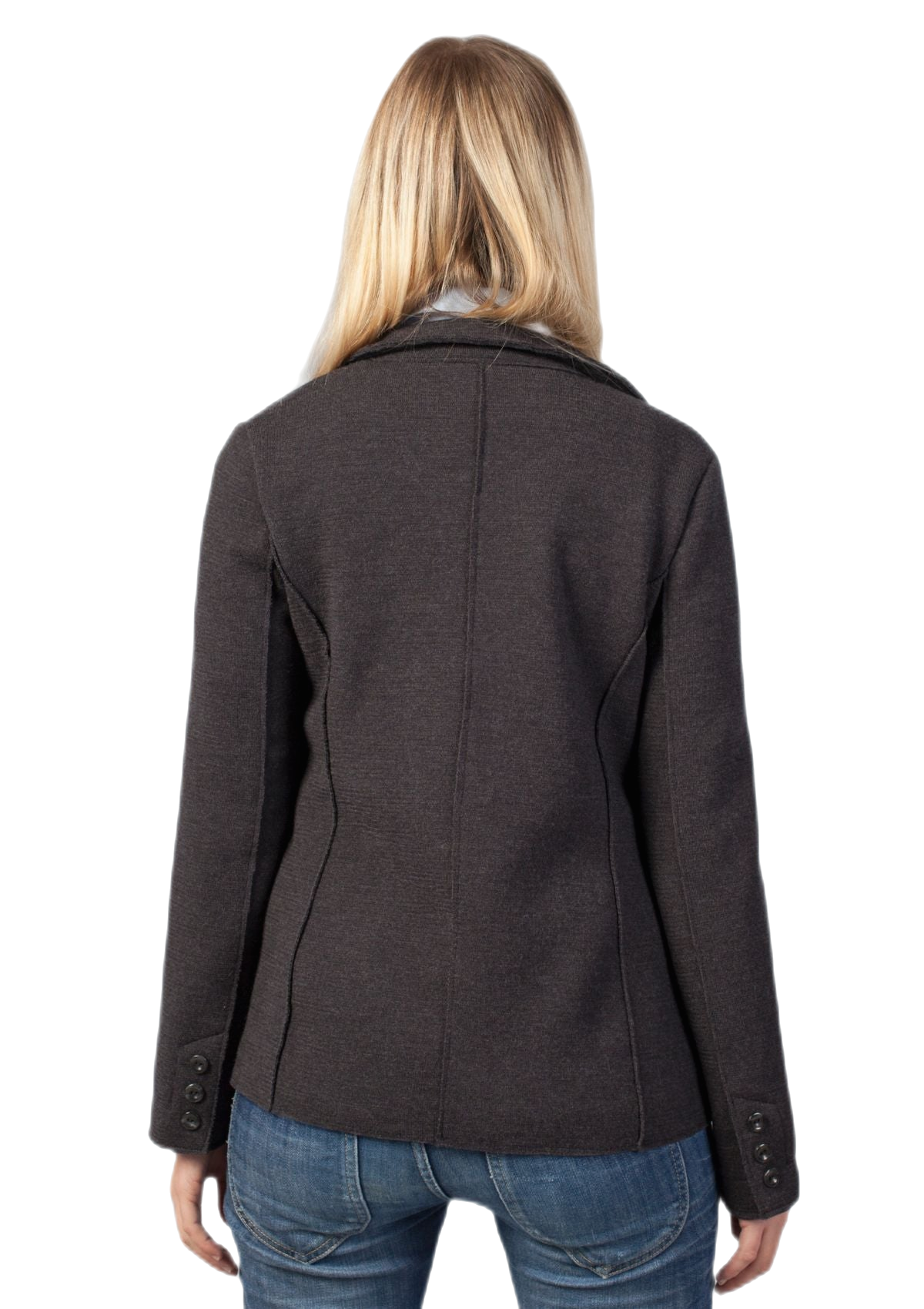 retro giacca donna in lana merino colore grigio antracite