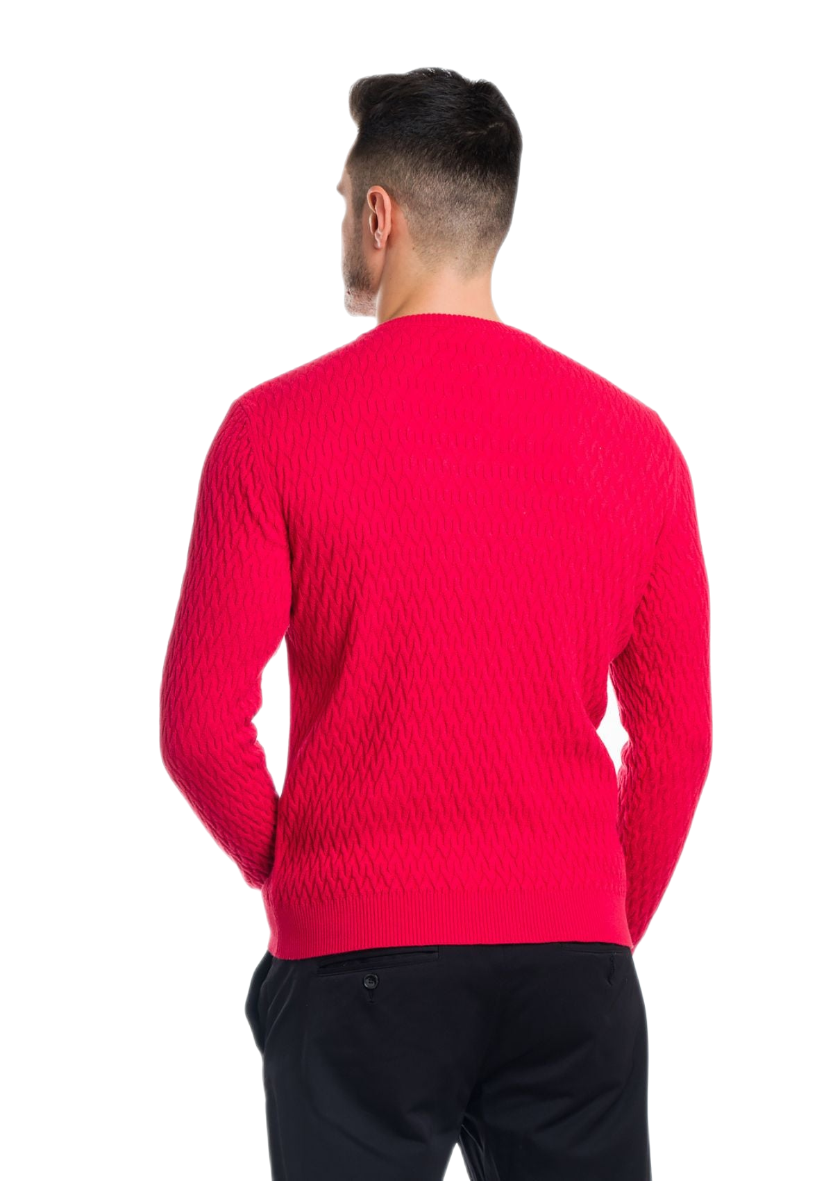 retro maglia uomo leggera in cotone e cashmere rossa