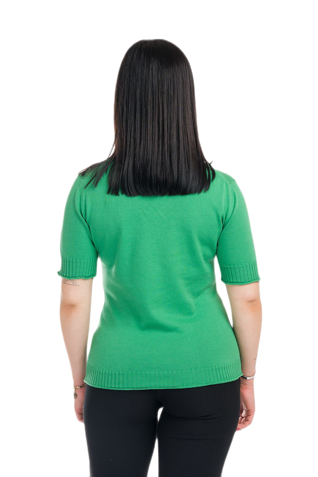 retro maglietta donna a manica corta estiva in cotone verde