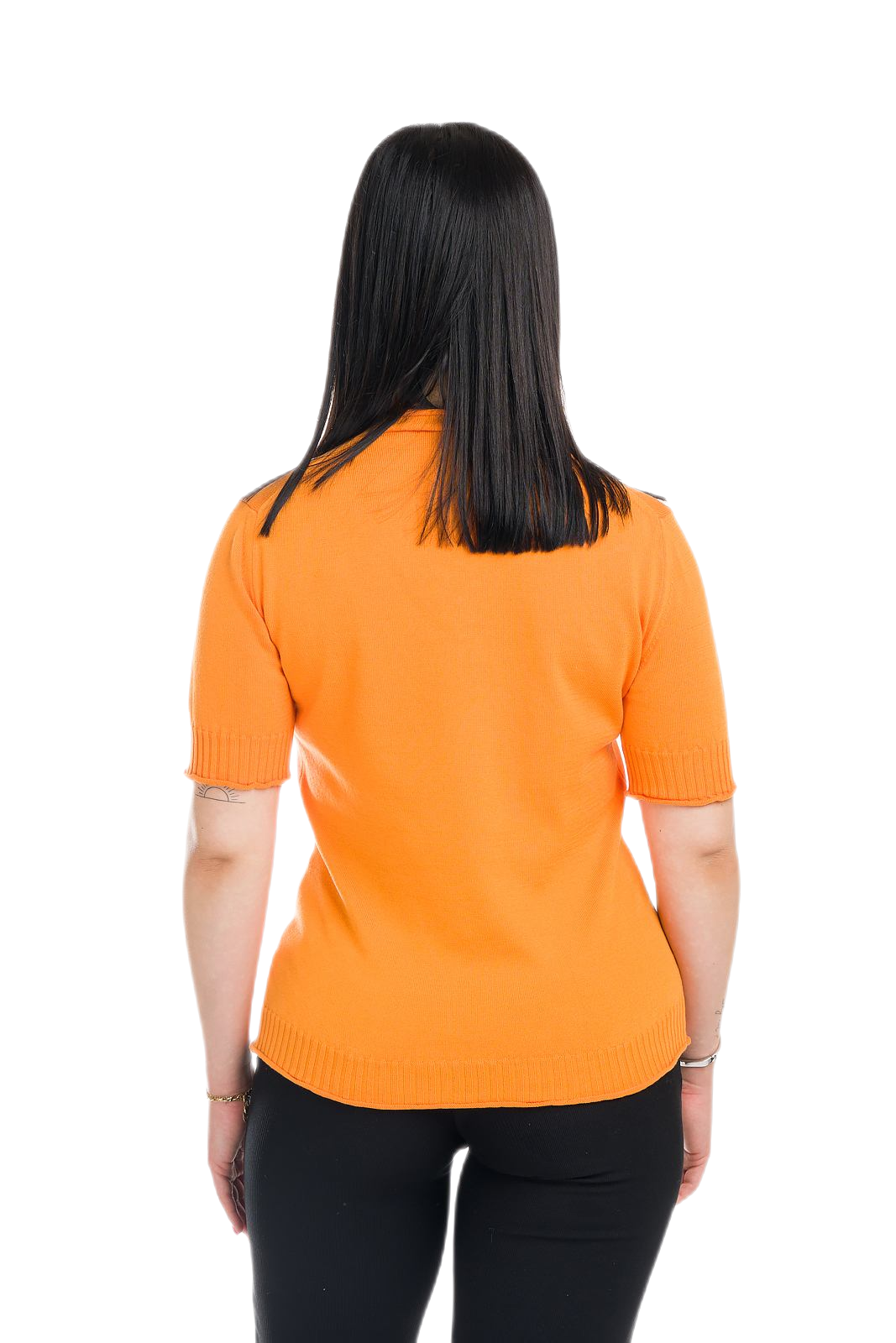 retro maglietta donna a manica corta estiva in cotone arancione