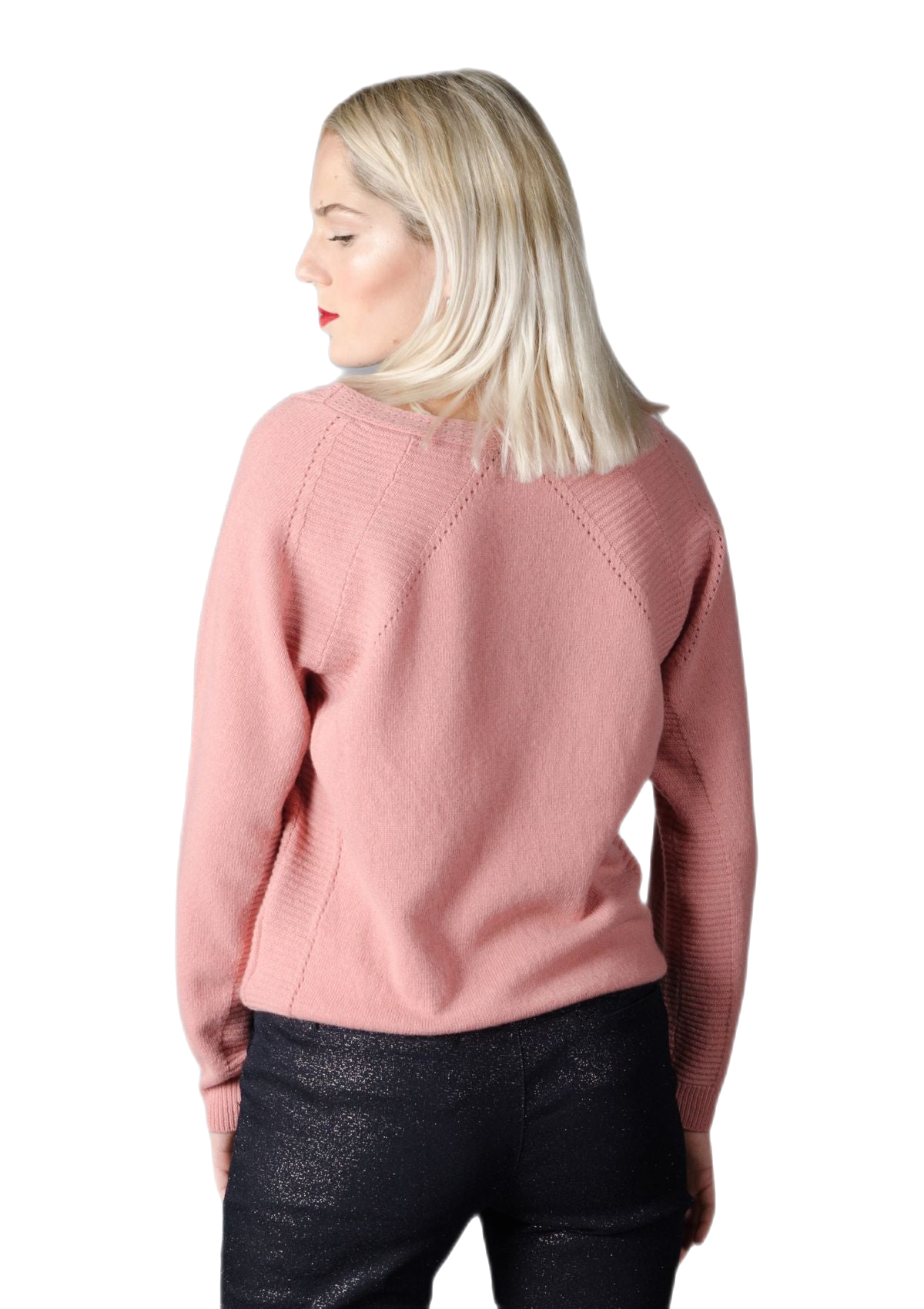 retro maglione donna ampio colore rosa