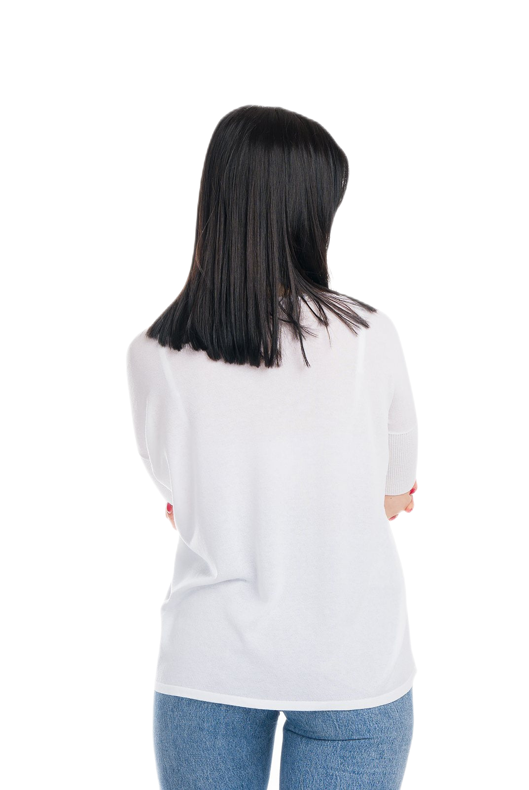 retro maxi maglia leggera donna in viscosa bianca