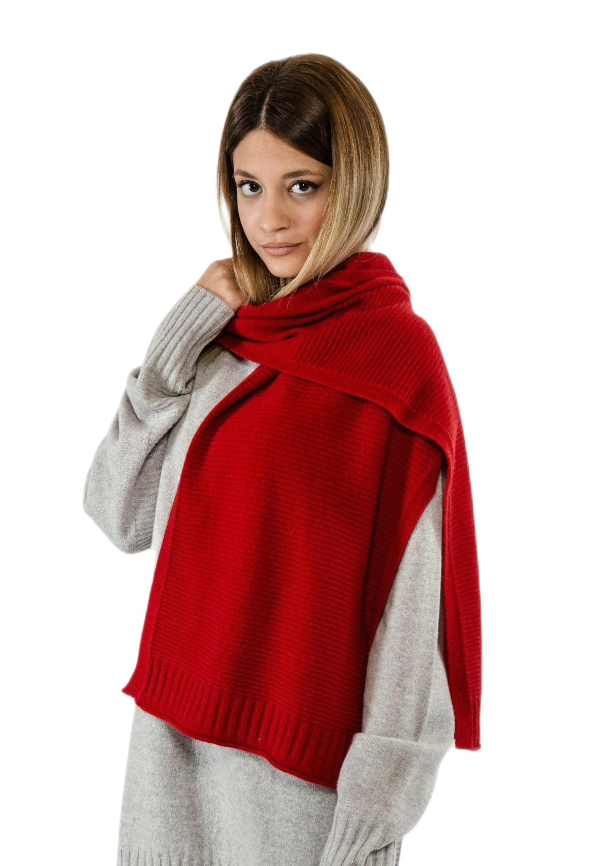 ampia sciarpa donna in cashmere rossa